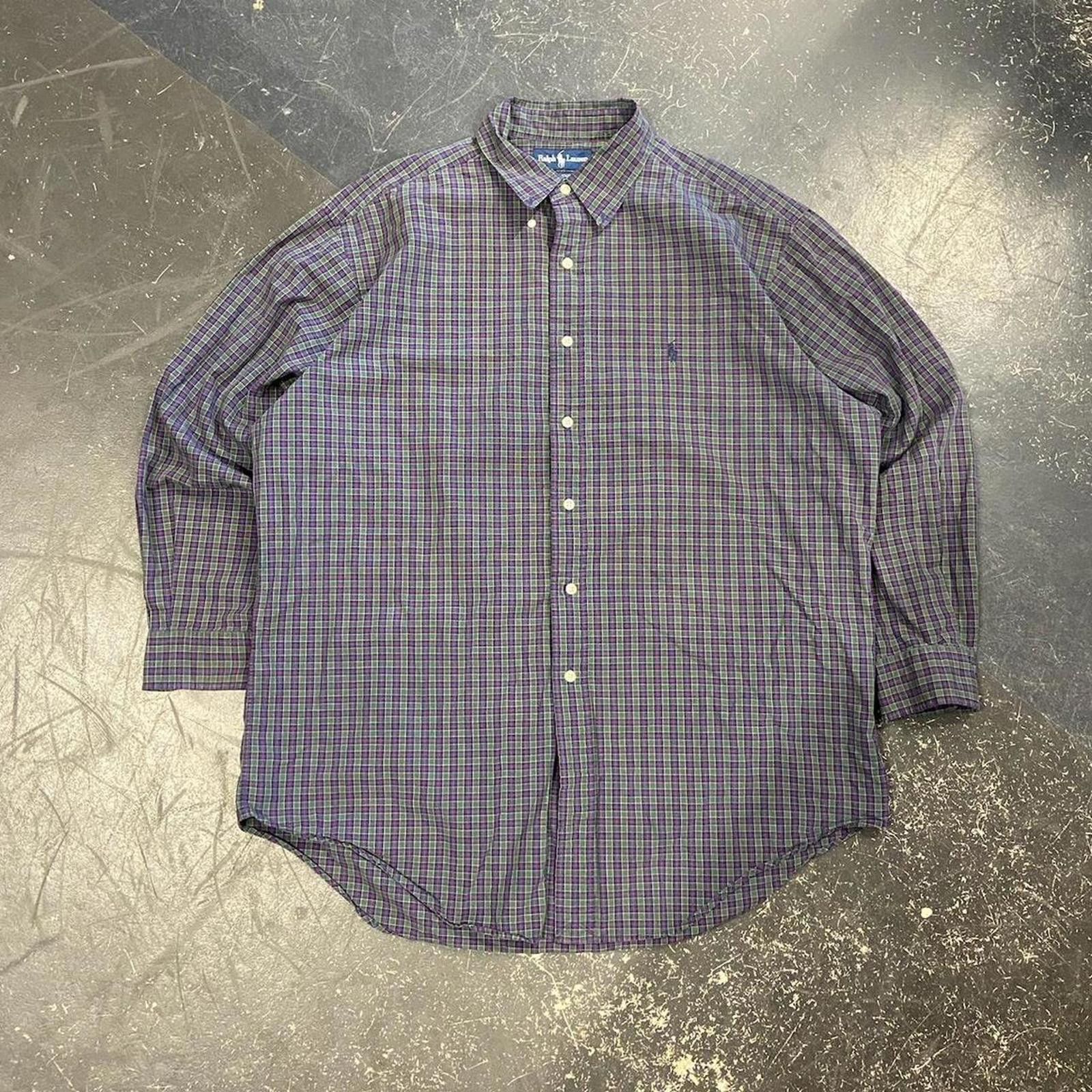 Polo Ralph Lauren Vintage Purple / Green Polo Ralph Lauren Plaid Long Sleeve Size US XL / EU 56 / 4 - 1 Thumbnail