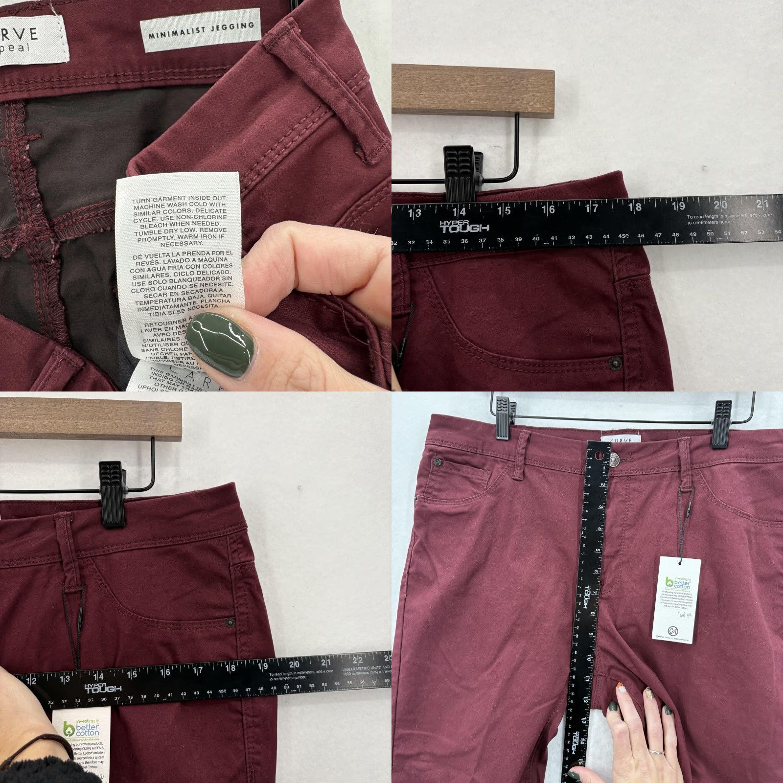 Vintage Curve Appeal Pants Womens 14/32 Burgundy Minimalist Jegging Stretch Skinny NWT Size 36" / US 14 / IT 50 - 8 Thumbnail
