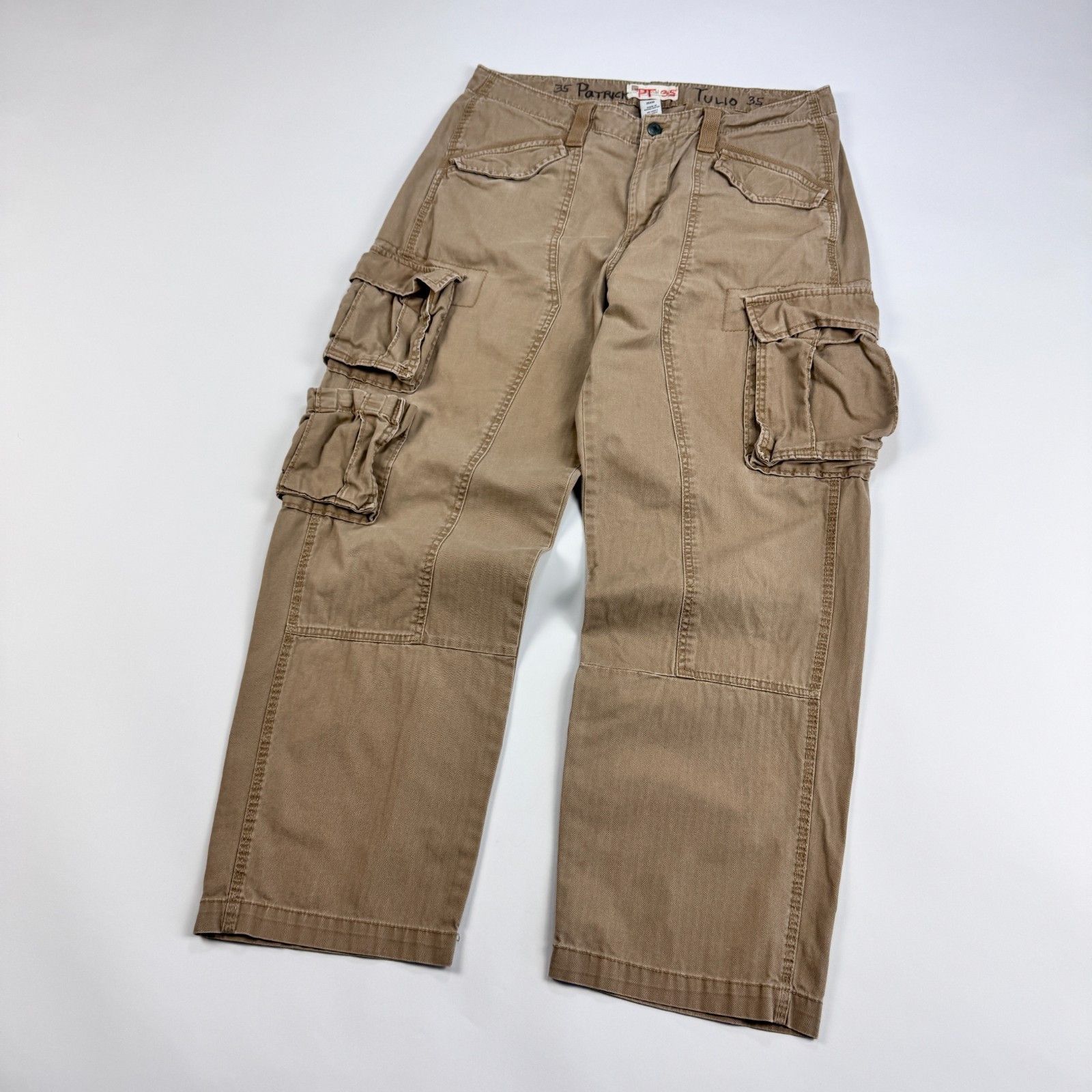 Vintage Baggy Utility Cargo Pants Y2K Rugged Workwear 35x30 Size US 34 / EU 50 - 2 Thumbnail