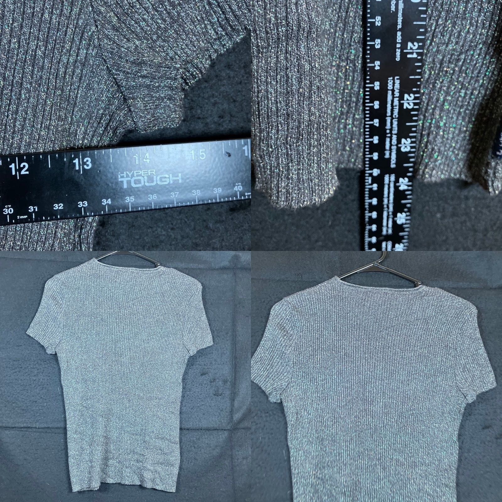 Armani VINTAGE Armani Womens Shirt Gray Metallic Ribbed Crew Neck Modal Blend 12 Size XL / US 12-14 / IT 48-50 - 8 Thumbnail