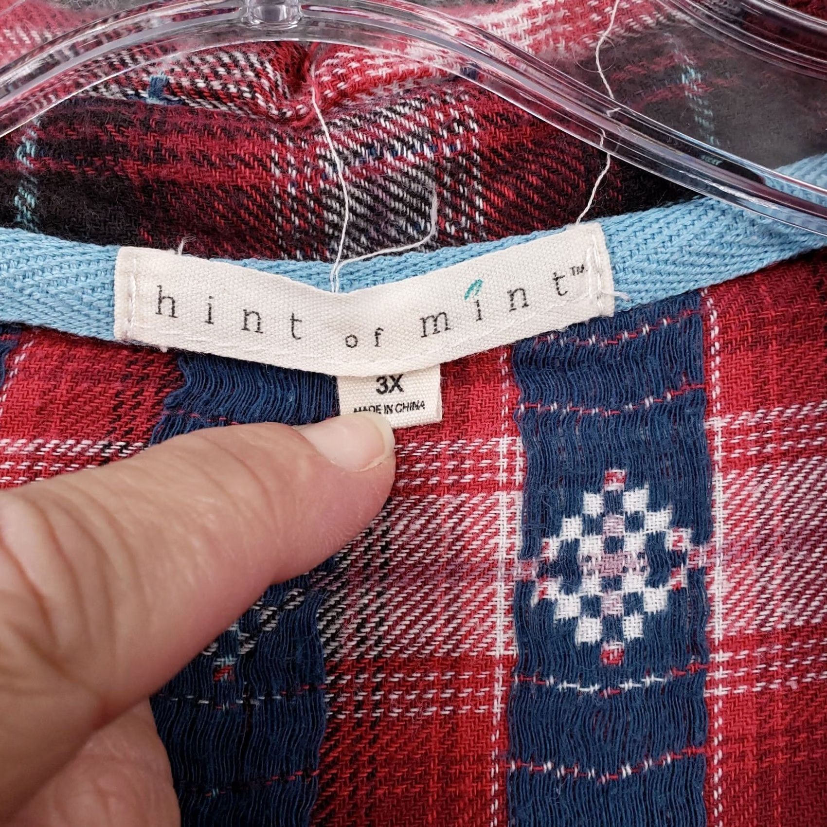 Vintage Hint of Mint Womens 3X Plus Red Black Plaid Button Up Collared Shirt Size XXL / US 16-18 / IT 52-54 - 6 Thumbnail