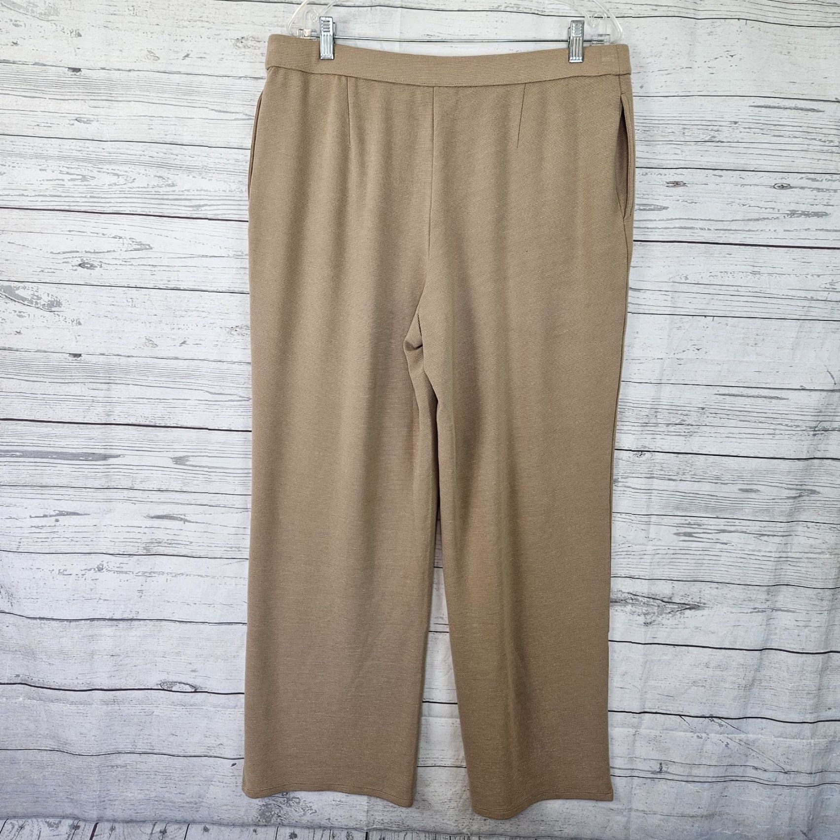 J. Jill J Jill Wearever Collection Womens Pants Sz Large Petite Tan Ribbed Pull On Size 36" / US 14 / IT 50 - 3 Thumbnail