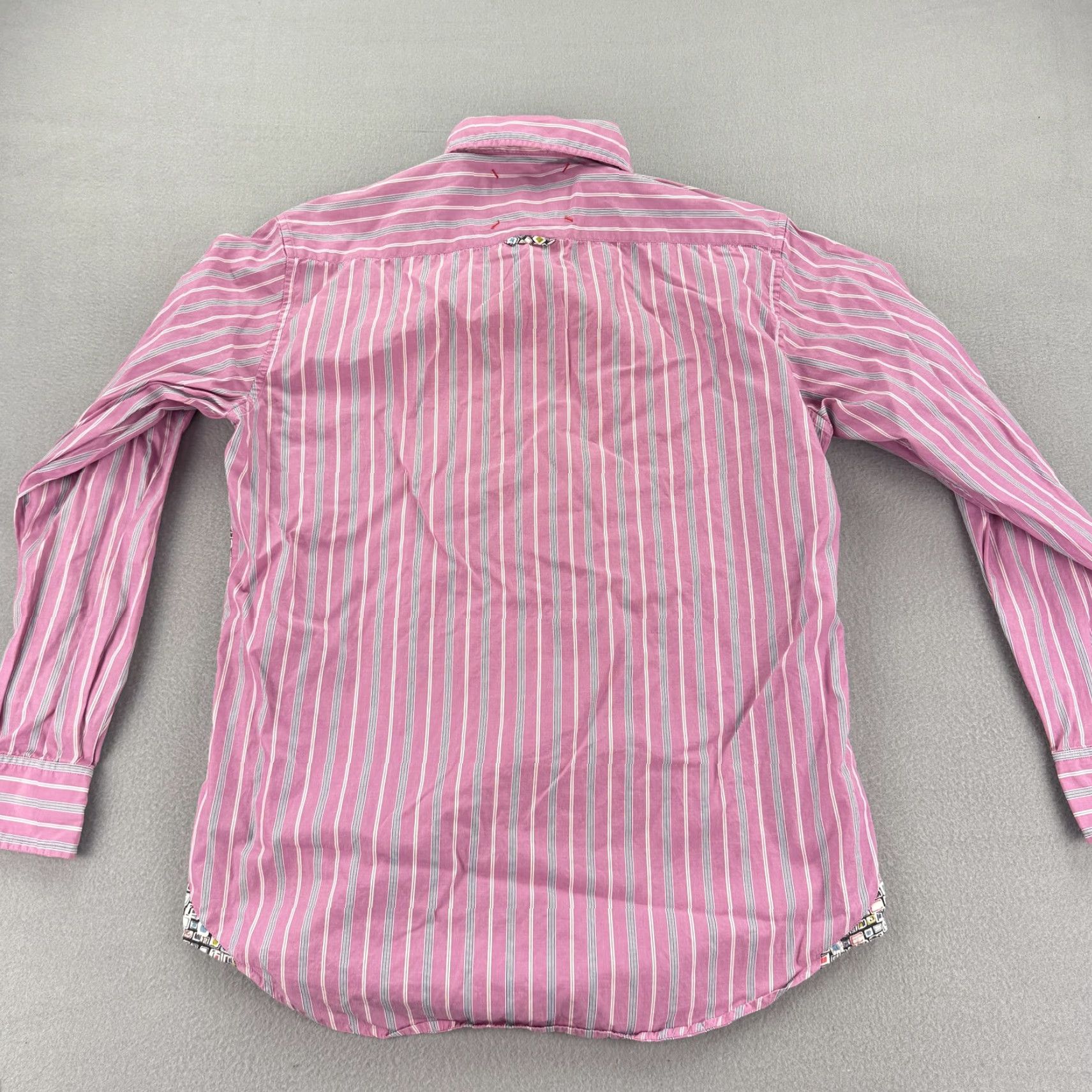 Robert Graham Robert Graham Shirt Mens Large Pink Striped Embroidered Button Up Flower Casual Size US L / EU 52-54 / 3 - 4 Thumbnail