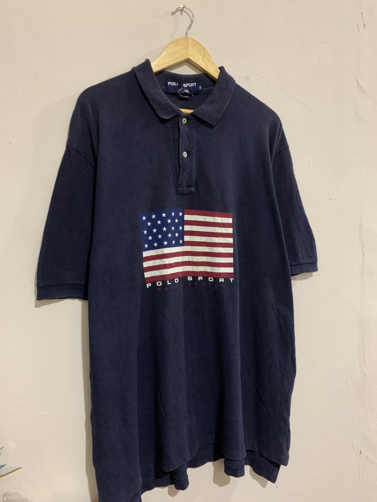 Vintage Vtg Polo Sport Flag Made In Usa ralph lauren flag sumer polo Size US XL / EU 56 / 4 - 2 Thumbnail