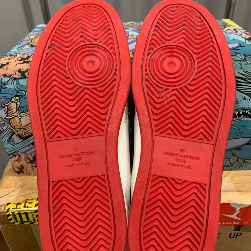 Louis Vuitton Louis Vuitton White and Red Leather Sneakers - Size US 8 / EU 41 - 4 Thumbnail