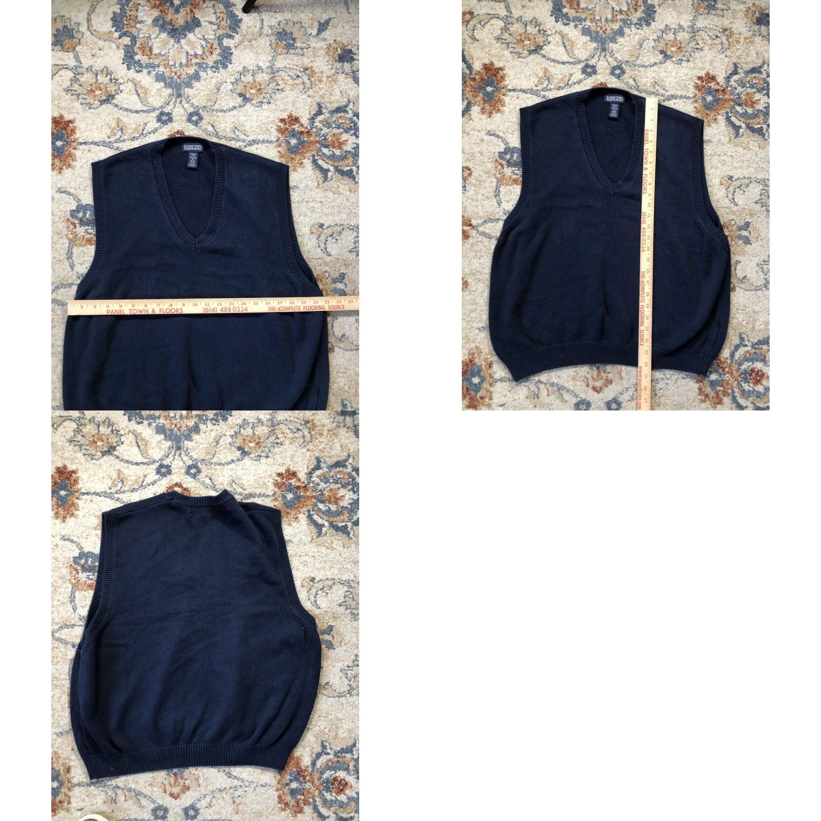 Lands' End Lands' End Sweater Vest Womens XL Navy Blue V Neck Pullover Made in USA Shirt Womens XL Navy blue V-neck Vest Cotton Knit Pullover Size XL / US 12-14 / IT 48-50 - 8 Thumbnail