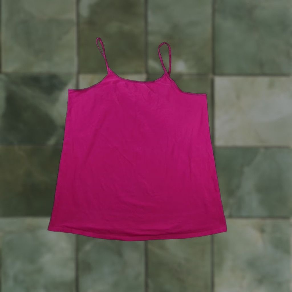 Vintage Woman Within Tank Top Womens 1X Fuchsia Spandex Cotton Camisole Scoop Neck Size XL / US 12-14 / IT 48-50 - 1 Thumbnail