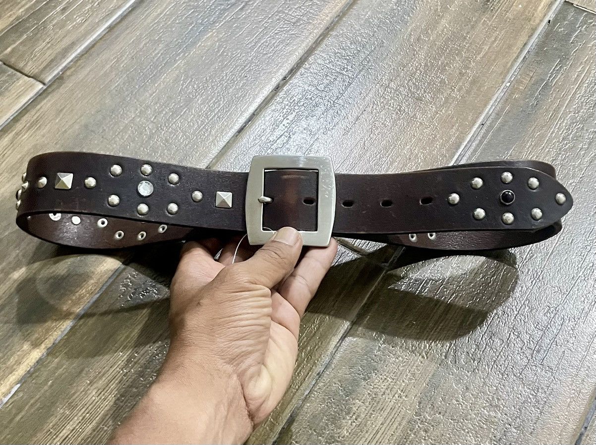 Genuine Leather Vtg Leather Belt Stud Rockability HTC Style Size ONE SIZE - 2 Thumbnail