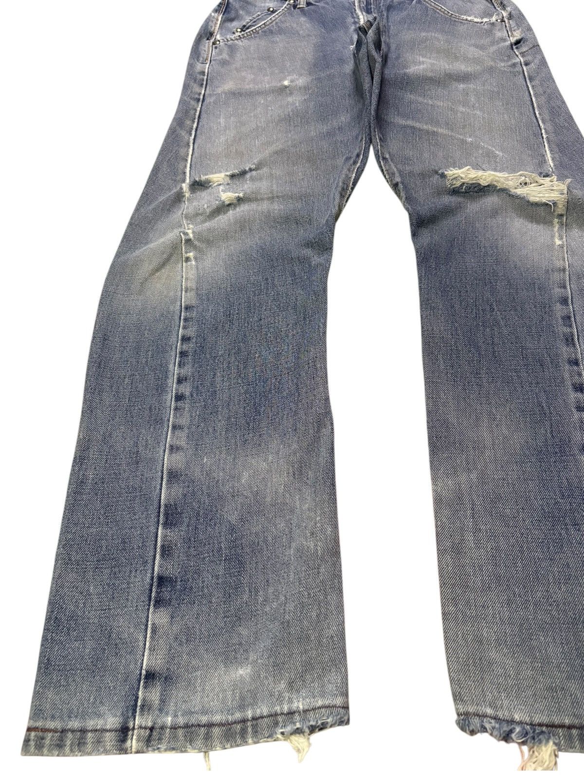 Edwin × Japanese Brand Vintage Edwin E Function Spiral Faded Wash Rip Loose Jean Size US 29 - 6 Thumbnail