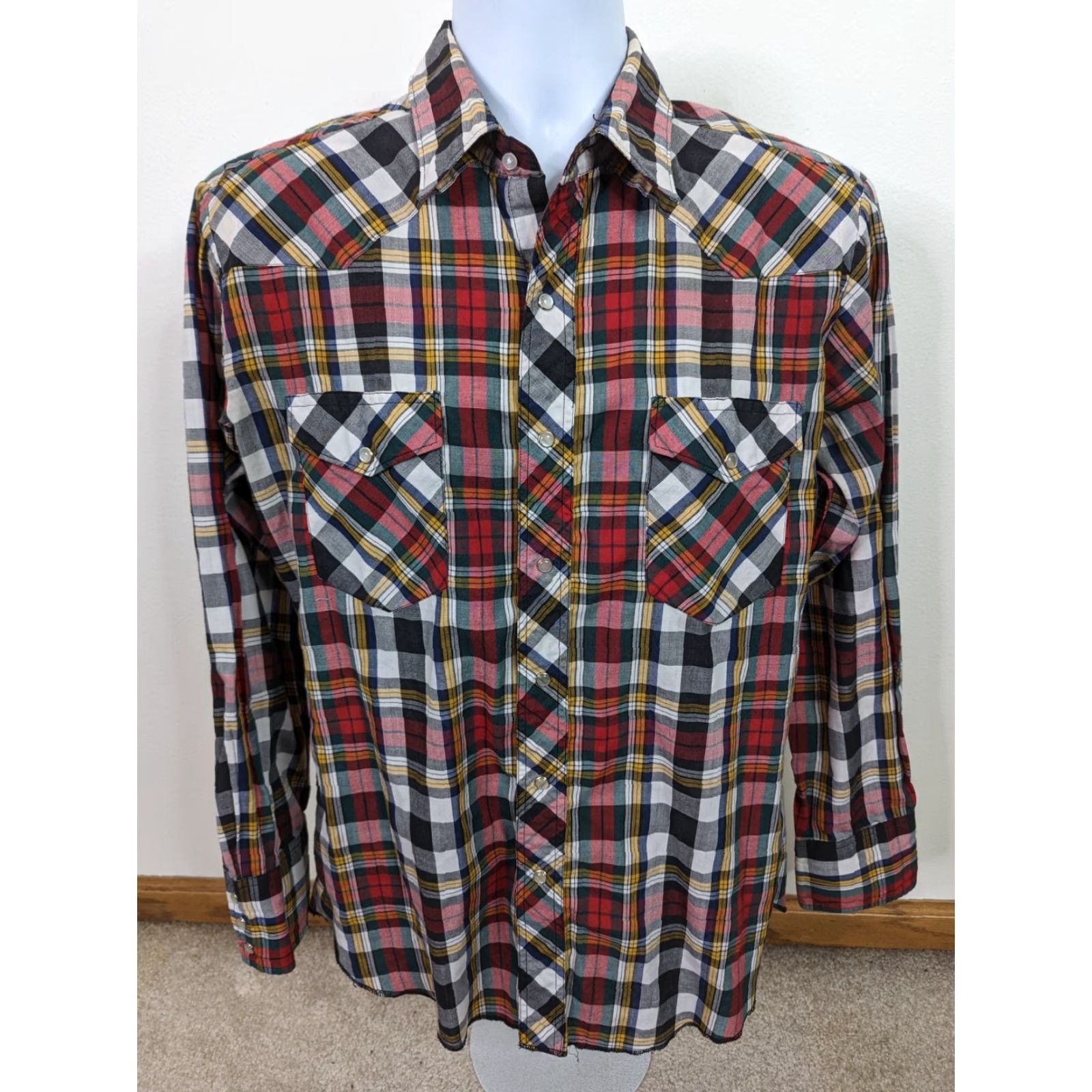Wrangler Wrangler Shirt Men Medium Cowboy Western Long Sleeve Pearl Snap T2F Size US M / EU 48-50 / 2 - 2 Thumbnail
