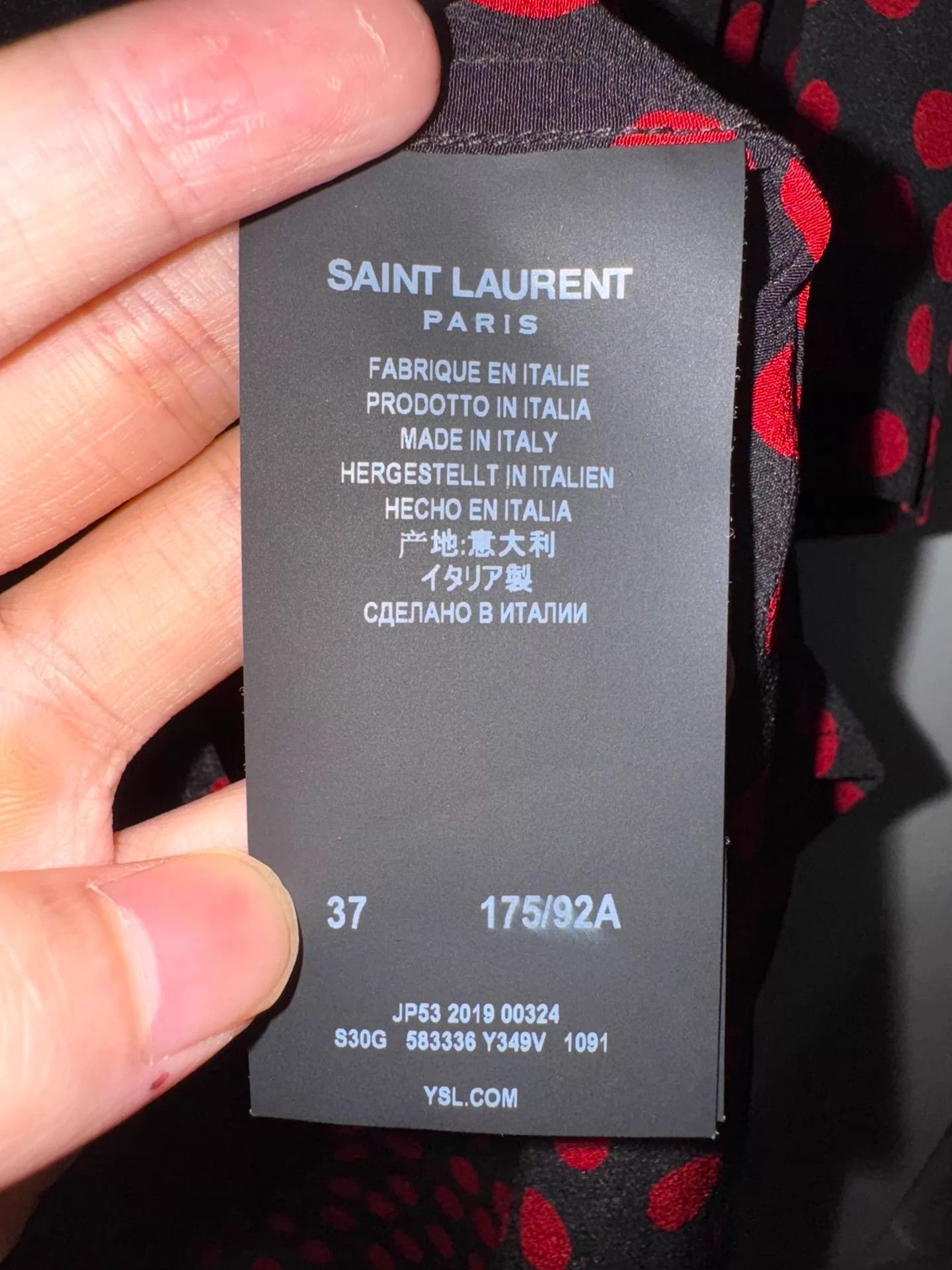 Saint Laurent Paris SLP 19FW Silk Black Red Polka Dot Polo Shirt 37 xs Size US XS / EU 42 / 0 - 7 Thumbnail