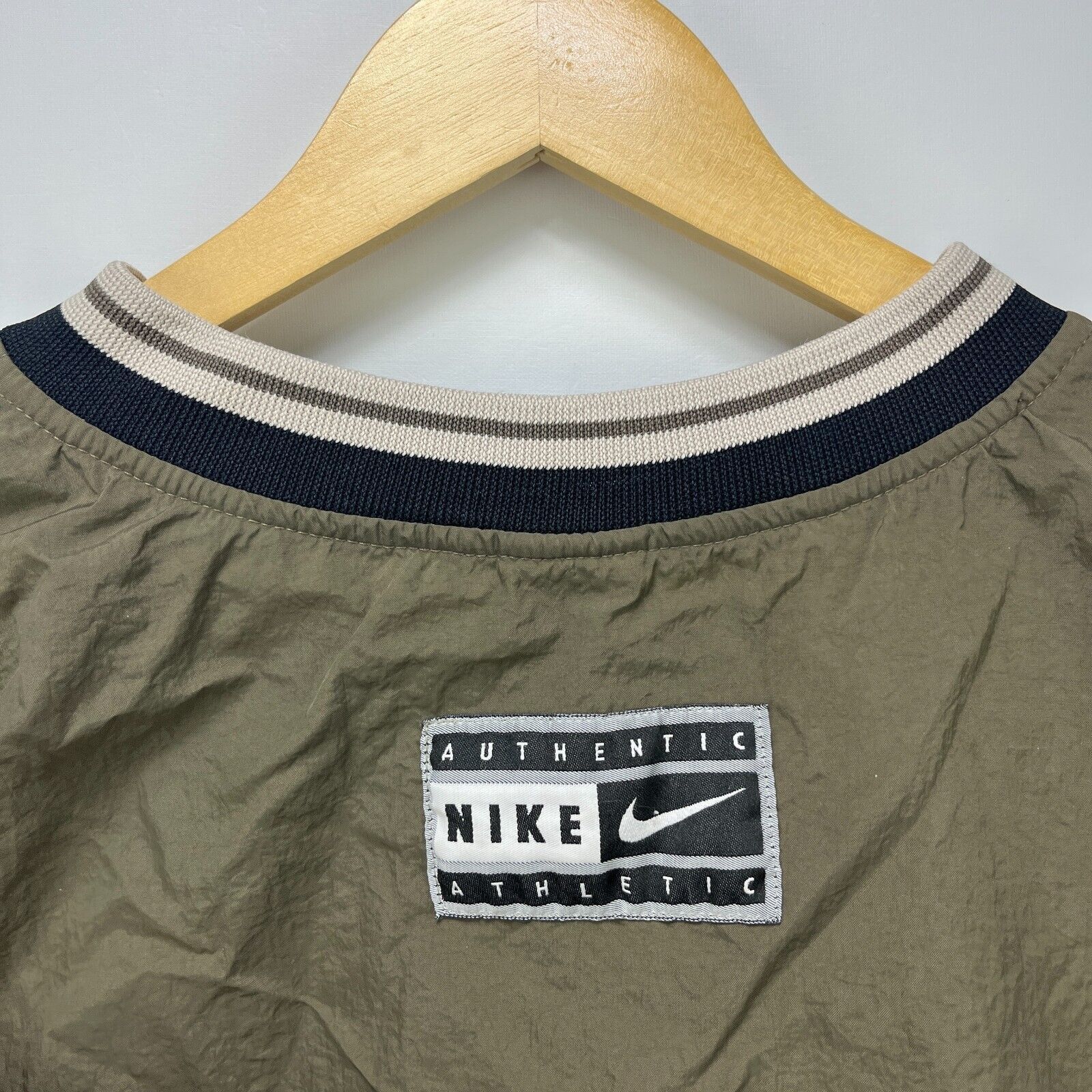 Nike × Vintage Vintage 90s Nike Big Center Swoosh Pullover Jacket XL Brown Size US XL / EU 56 / 4 - 6 Thumbnail