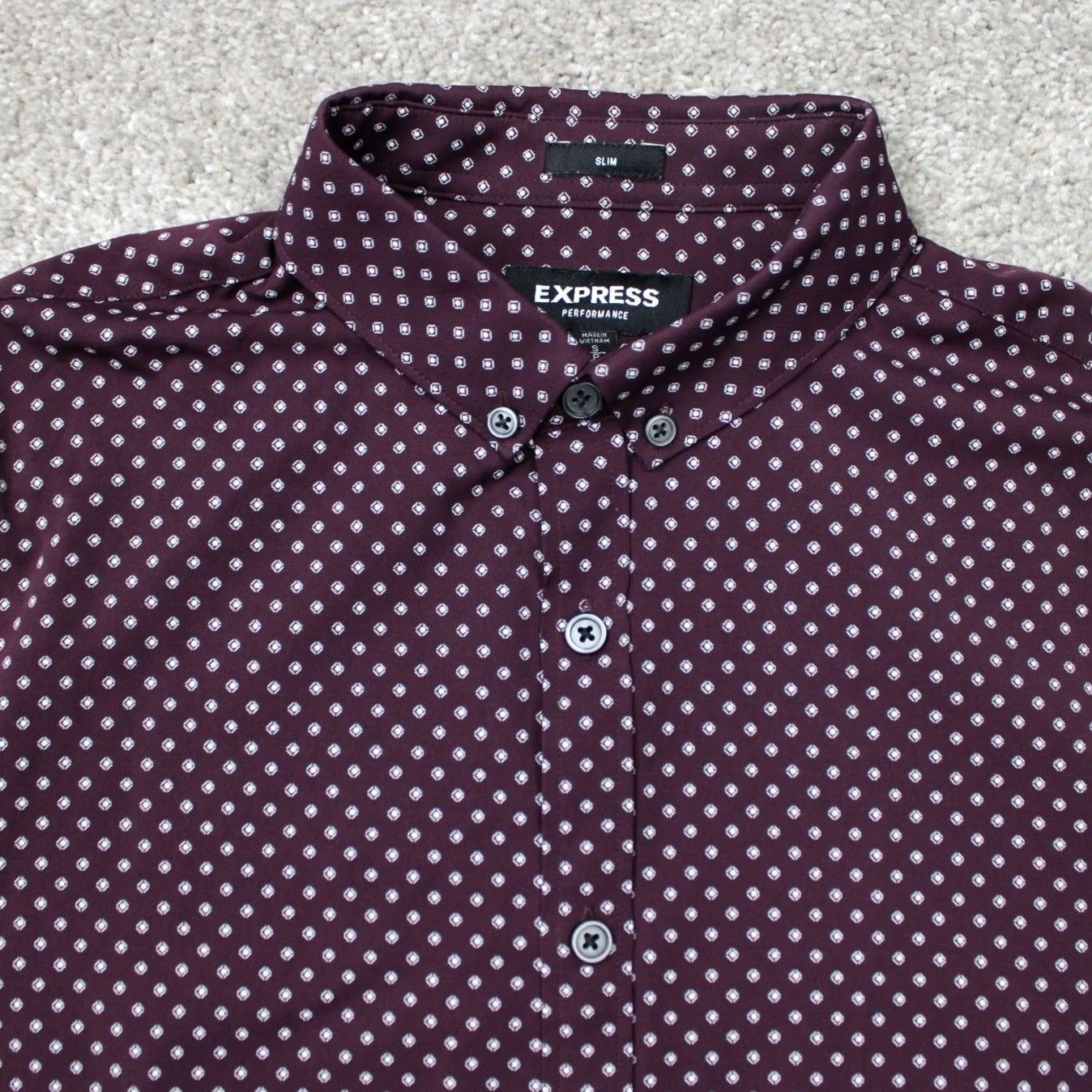 Express Express Shirt Mens S Red Performance Men Geometric Stretch Short Sleeve Size US S / EU 44-46 / 1 - 4 Thumbnail