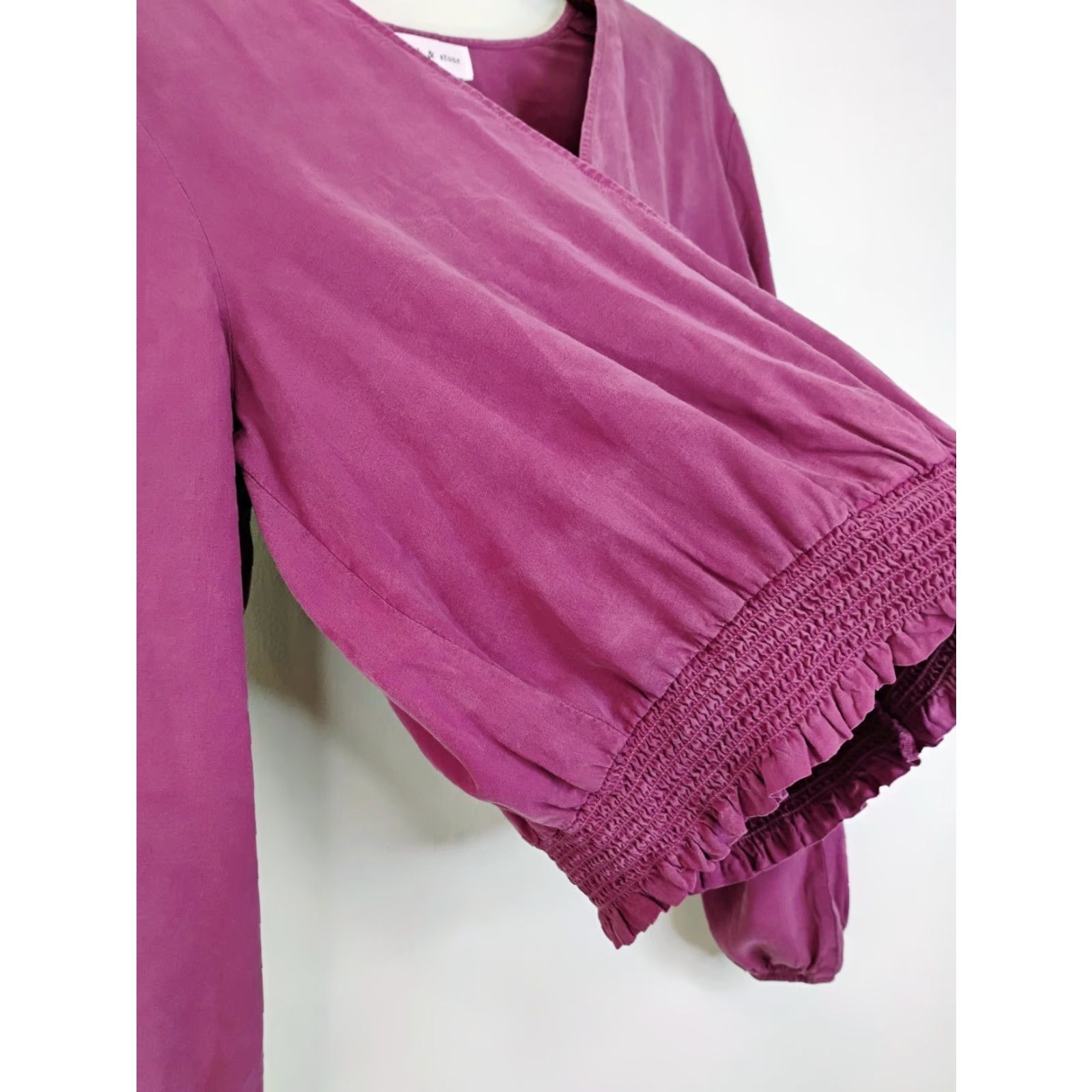 Anthropologie Cloth & Stone Blouse V-Neck Long Sleeve XL Purple Woman Shirt Regular Tencel Casual Fall Spring Summer Womens Size XL / US 12-14 / IT 48-50 - 4 Thumbnail