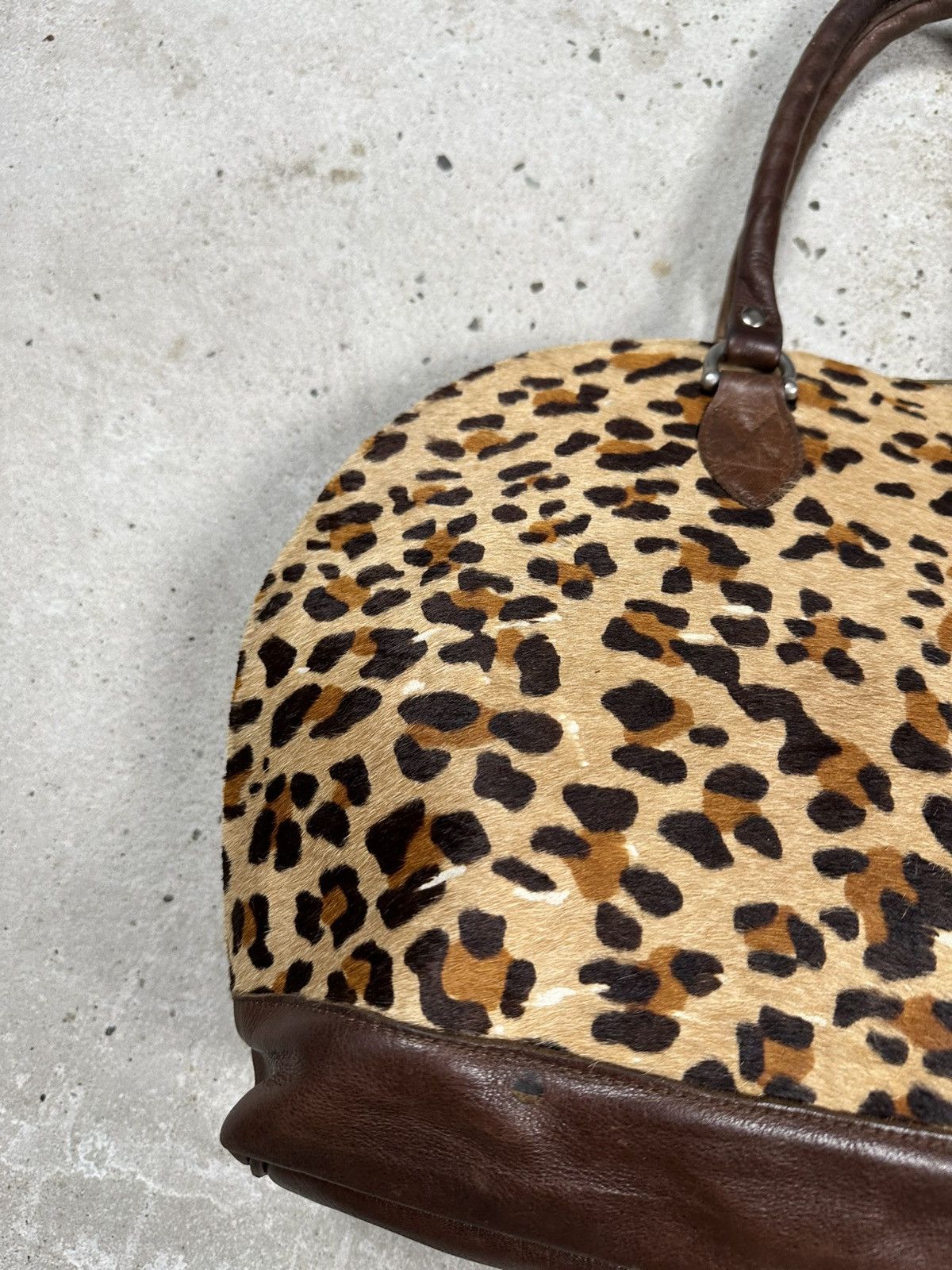 Japanese Brand Vintage 90s Leopard Print Fur & Leather Hand Bag Size ONE SIZE - 15 Thumbnail