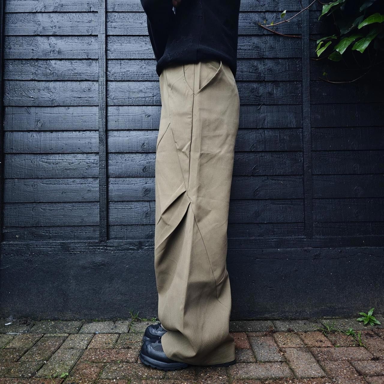 Other Khaki Pleated Baggy Trousers Size US 32 / EU 48 - 3 Thumbnail