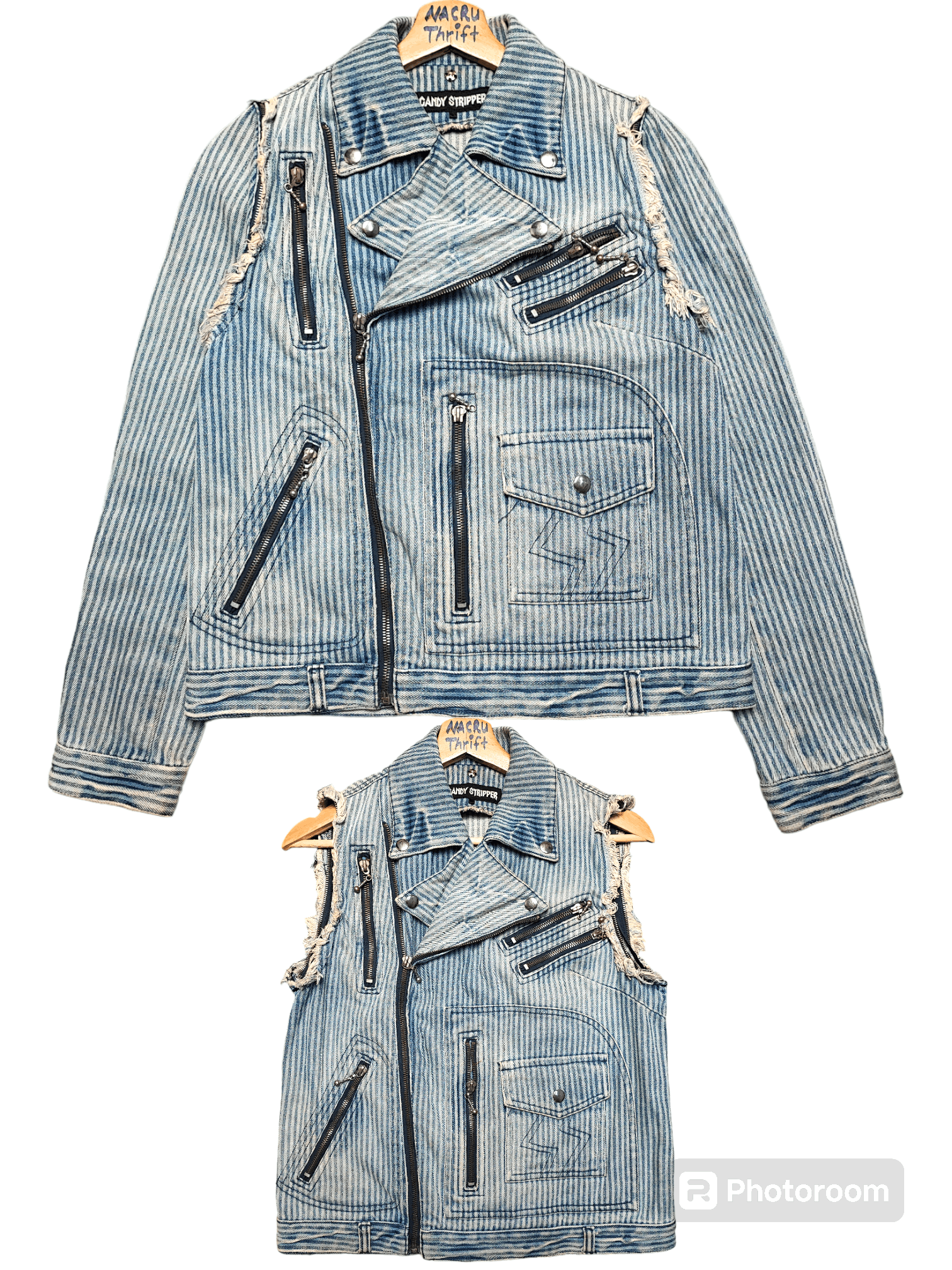 Vintage Denim Jacket Candy Stripper