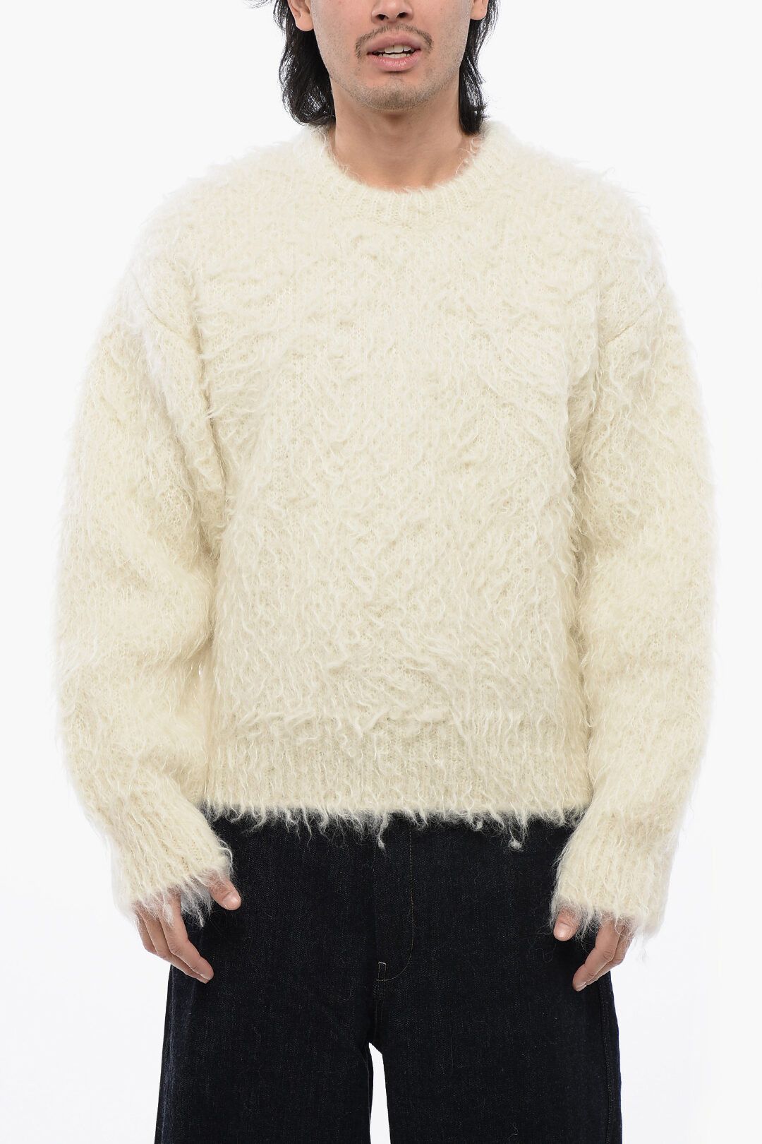 Jil Sander og1mm0625 Fuzzy Wool Casentino Sweater in White Size US M / EU 48-50 / 2 - 1 Thumbnail