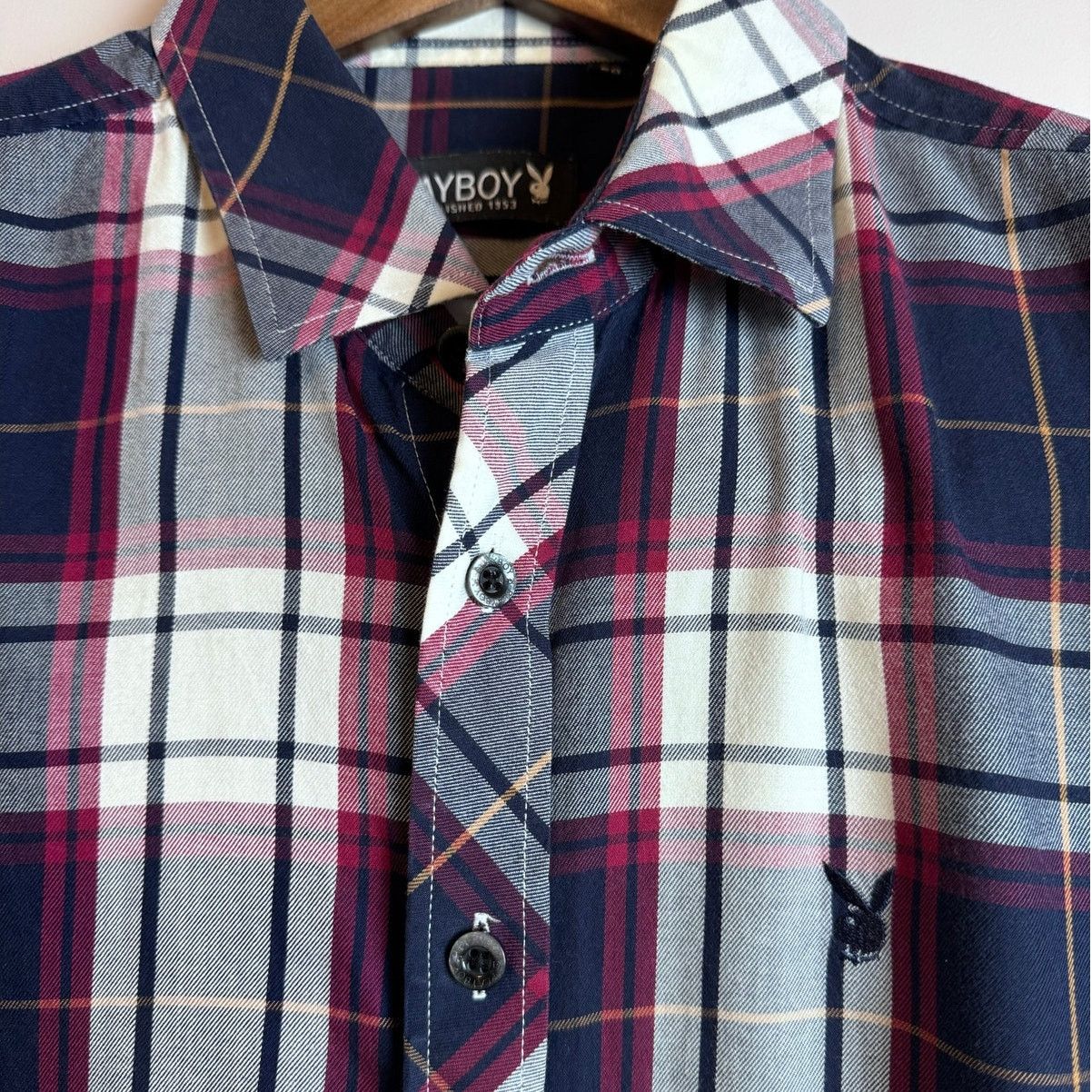 Playboy Playboy Blue Plaid Button Down Shirt - Size M Size US M / EU 48-50 / 2 - 4 Thumbnail