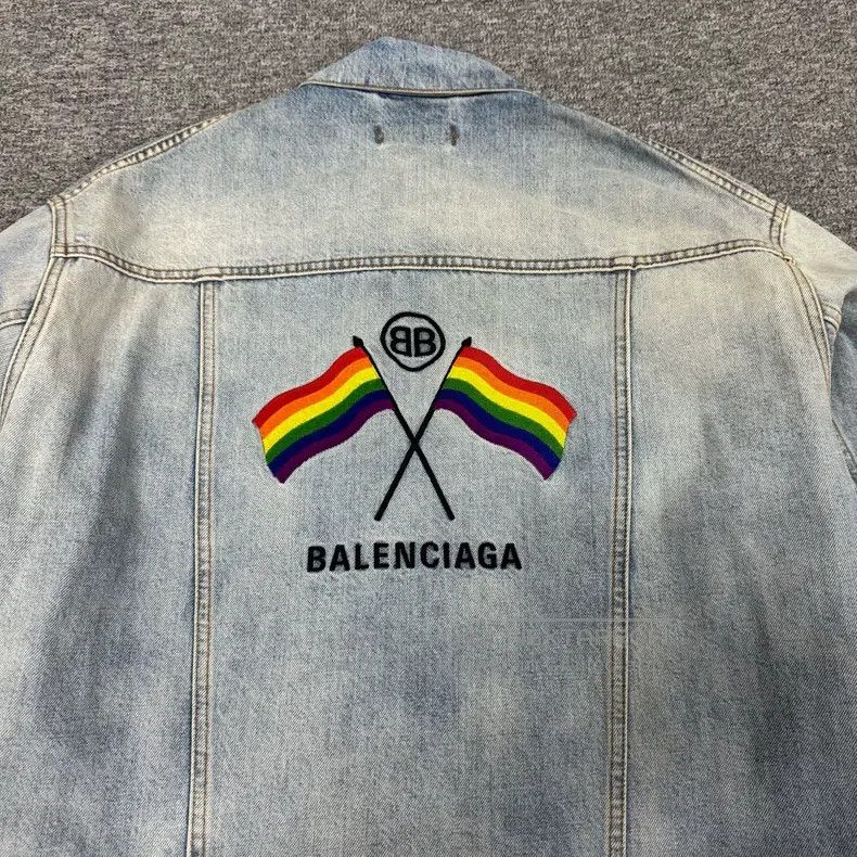 Balenciaga Balenciaga Distressed Rainbow Flag BB Embroidery Denim Jac Size XS / US 0-2 / IT 36-38 - 6 Thumbnail