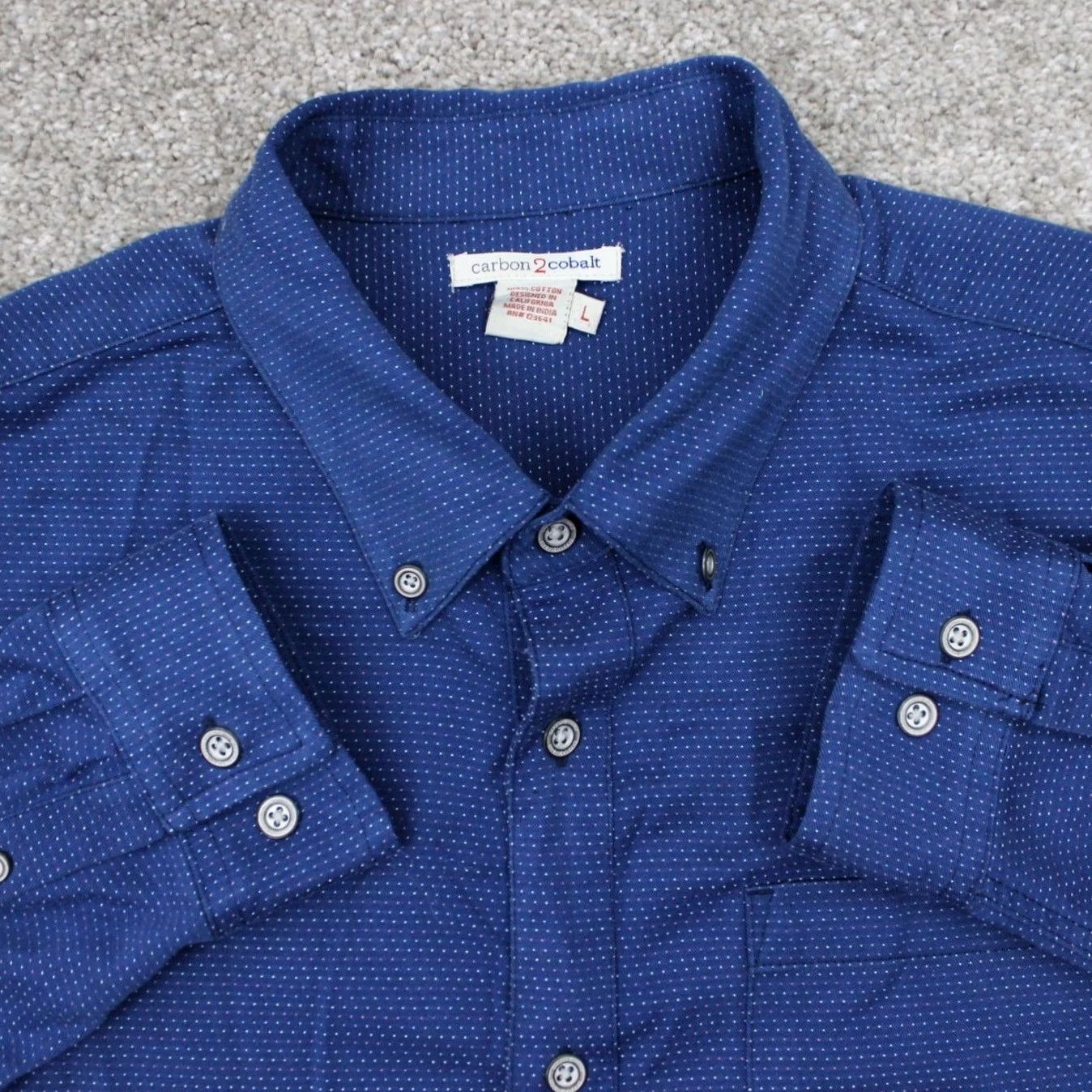 Carbon2Cobalt Carbon 2 Cobalt Shirt Mens Large Blue Geometric 100% Cotton L/S Button Down Size US L / EU 52-54 / 3 - 2 Thumbnail