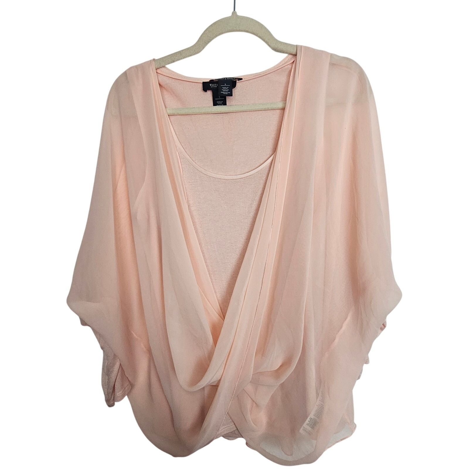 White House Black Market White House Black Market Womens Surplice Flowy Top S Peach Size S / US 4 / IT 40 - 1 Thumbnail