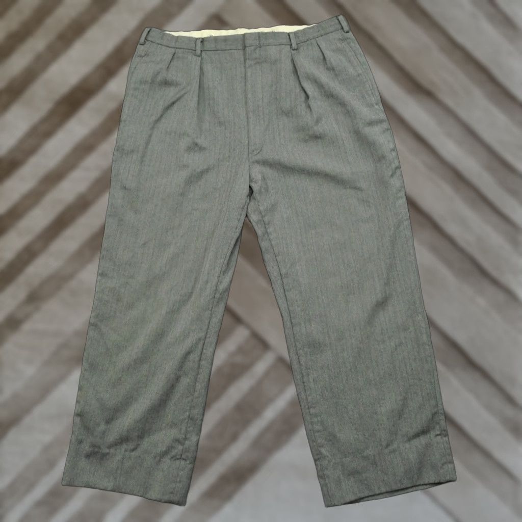 Vintage VINTAGE Herringbone Pants Mens 34x26 Grey Black Dress Wool Slacks 50s 60s Size US 34 / EU 50 - 1 Thumbnail