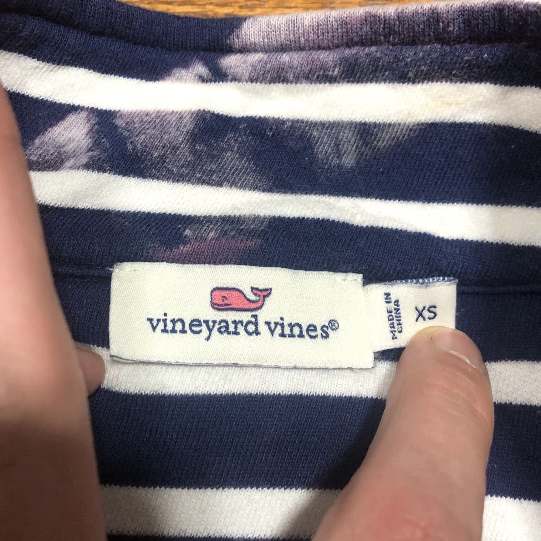 Vineyard Vines Vineyard Vines Womens 1/4 Zip L/S XS Striped Tie Dye Acid Wash Sweatshirt Blue Size XS / US 0-2 / IT 36-38 - 4 Thumbnail