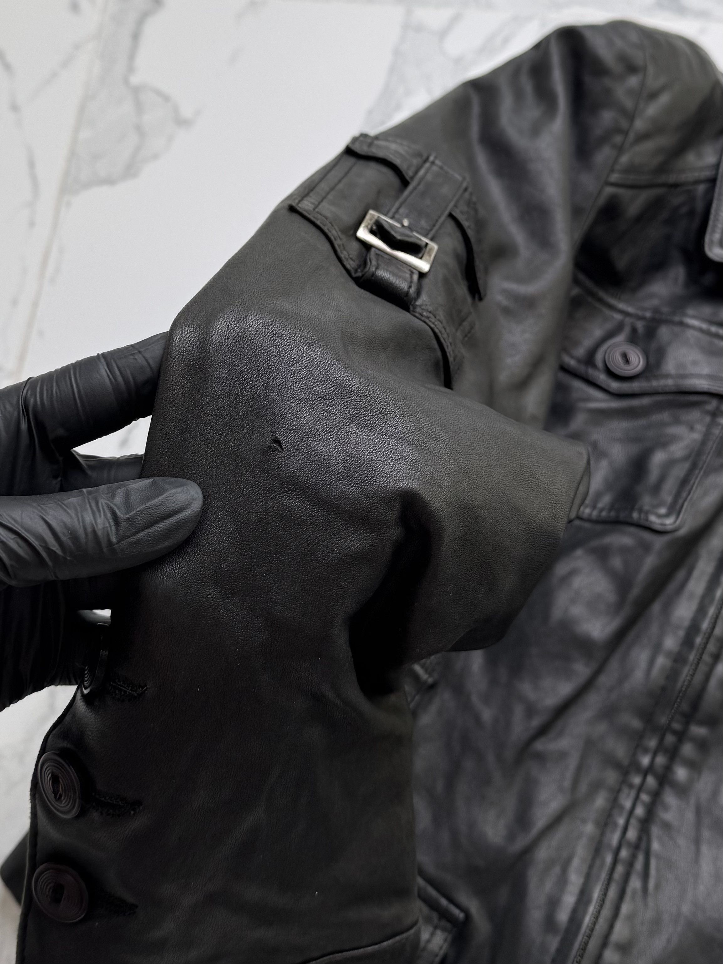Vintage Y2K Leather Utility Moto Jacket Womens Fitted XS Zip Pocket Size XS / US 0-2 / IT 36-38 - 6 Thumbnail