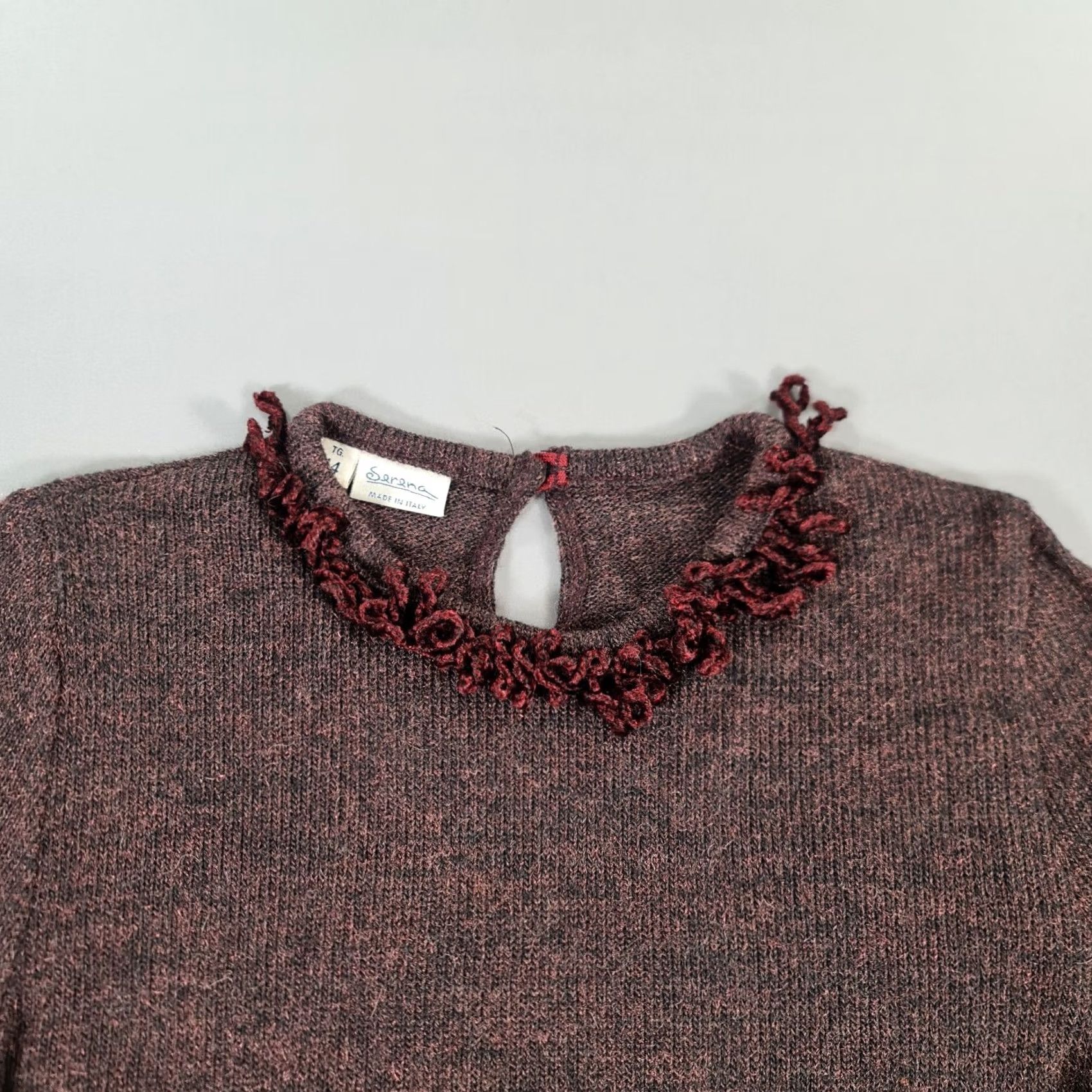 Vintage Serena Womens Jumper Burgundy Red IT 44 Short Sleeve Angora Wool Round Neck Pullover Knit Casual Womens Size M / US 6-8 / IT 42-44 - 2 Thumbnail