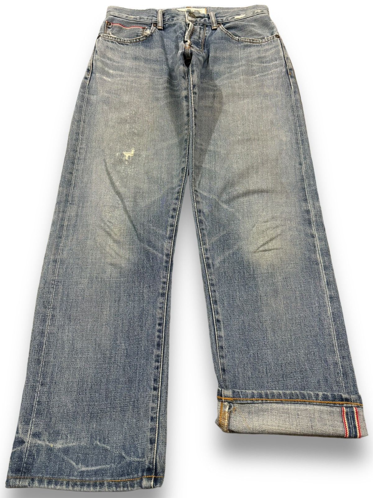 Japanese Brand Vintage Men Without A Country Selvedge Ripped Grunge Jeans Size US 29 - 1 Thumbnail