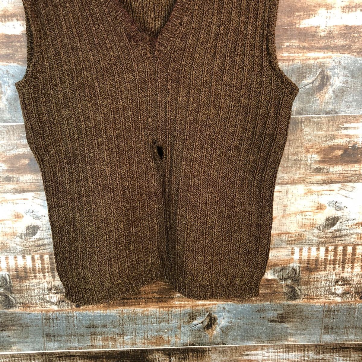 Vintage Japan ripped vintage Brown Vest Knitwear #A1800 Size S / US 4 / IT 40 - 6 Thumbnail