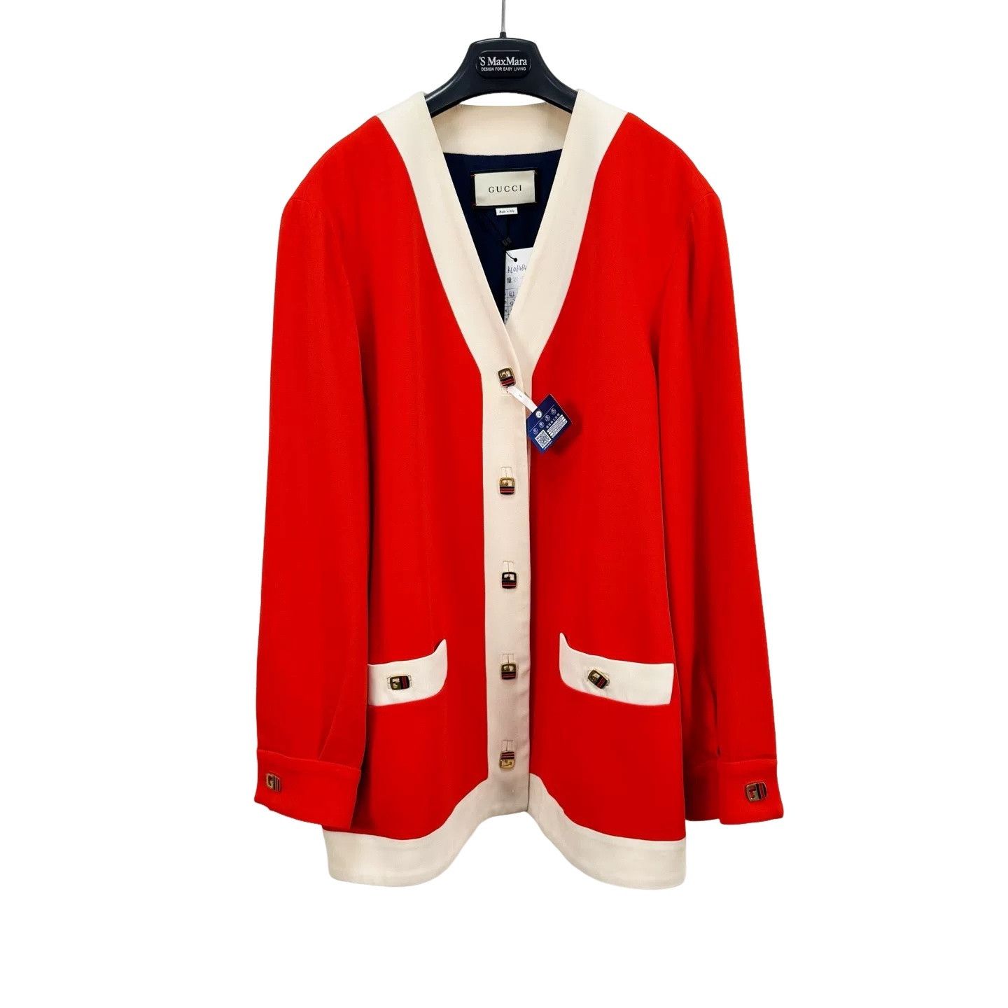 Gucci Gucci Red Contrast Trim Knit Cardigan Size XS Size US XS / EU 42 / 0 - 1 Thumbnail