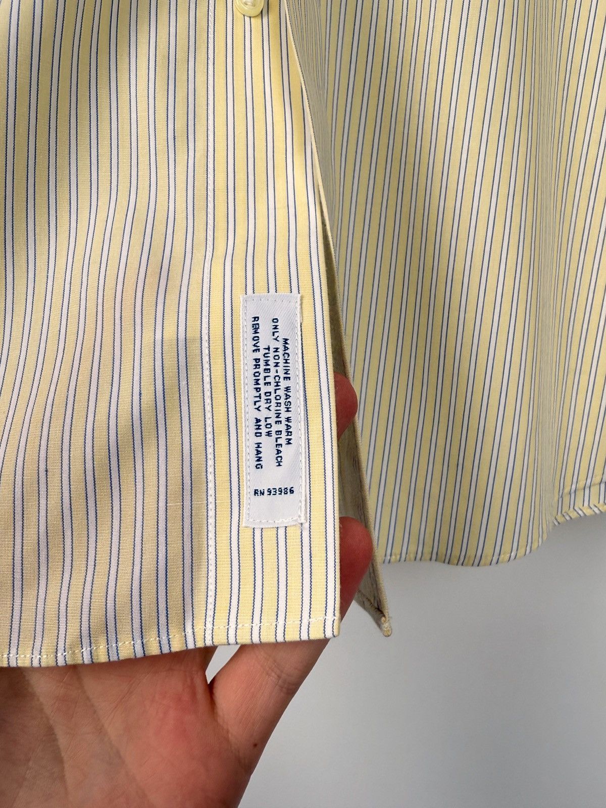 Brooks Brothers Brooks Brothers Slim Yellow Stripe Formal French Cuff Shirt Size US XL / EU 56 / 4 - 7 Thumbnail