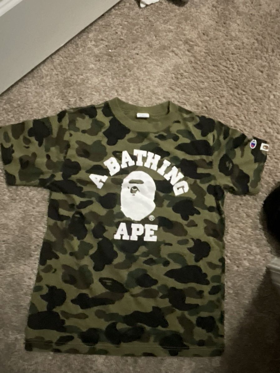 Bape × Champion Bape x champion camo t shirt Size US S / EU 44-46 / 1 - 1 Thumbnail