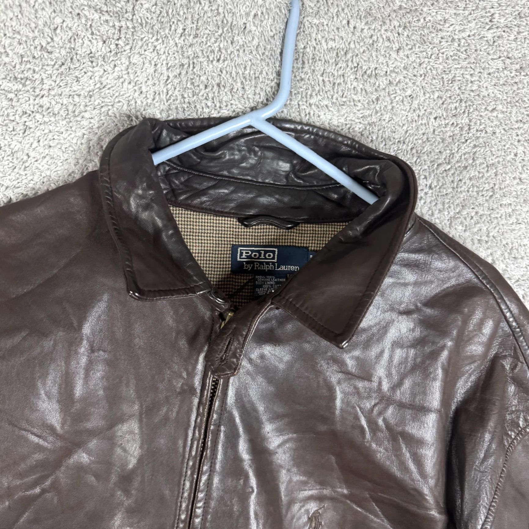 Polo Ralph Lauren Polo by Ralph Lauren Jacket Mens 2XL Brown Leather Bomber Full Zip Lined Casual Size US XXL / EU 58 / 5 - 6 Thumbnail