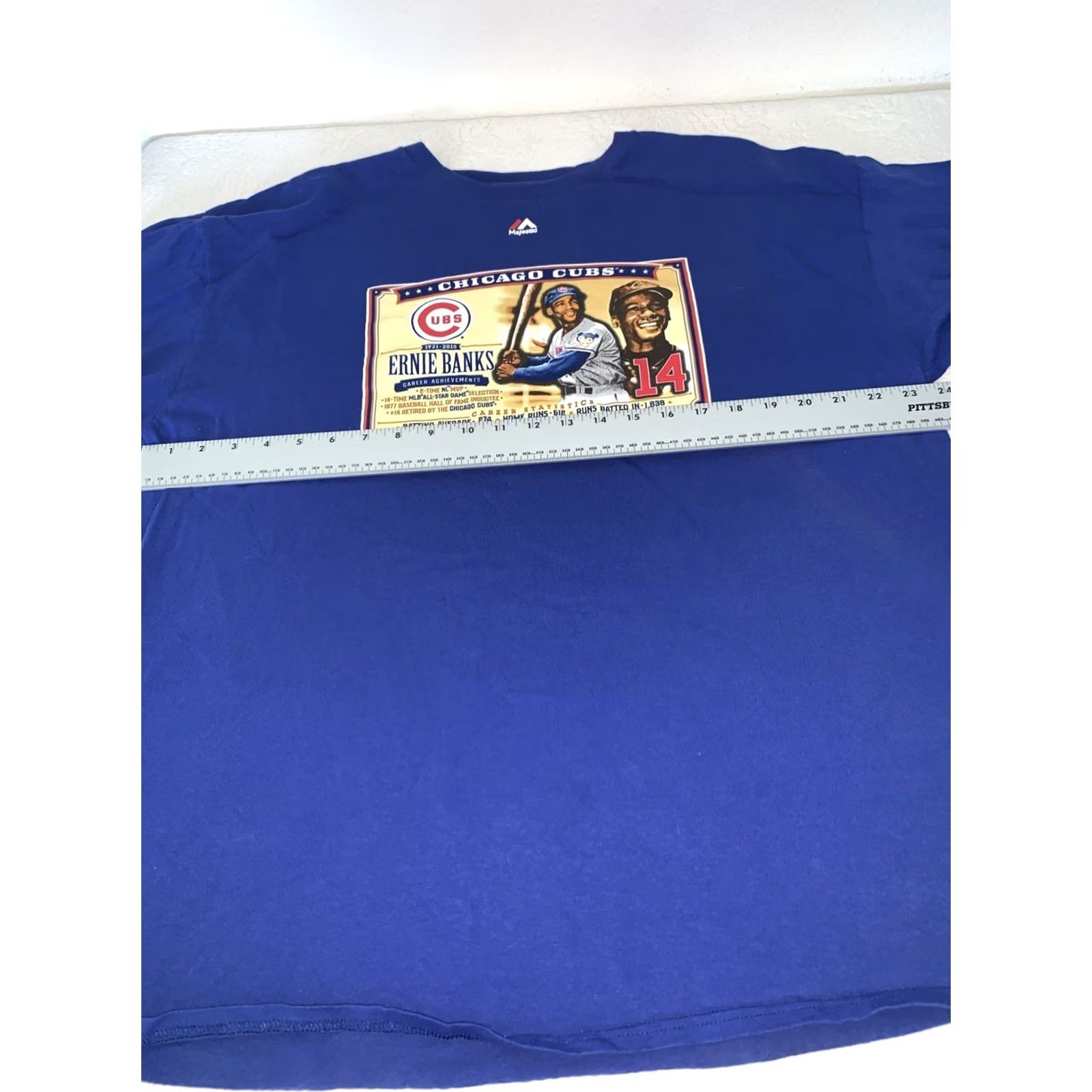 Vintage Ernie Banks Career Chicago Cubs 2XL #14 T-Shirt Majestic Blue Size US XXL / EU 58 / 5 - 5 Thumbnail
