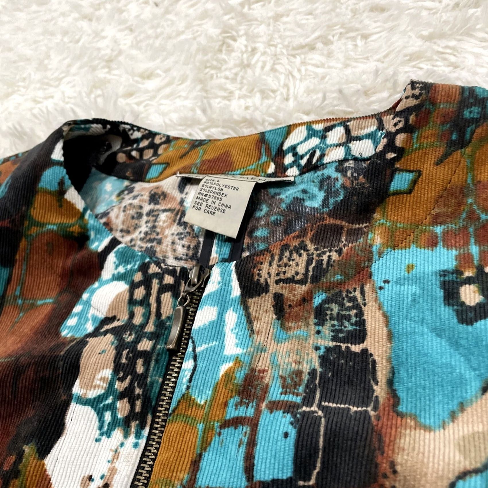 Altea REQUIREMENTS Teal Corduroy Jacket Women L Abstract Western Boho Zip Coat L Size L / US 10 / IT 46 - 6 Thumbnail