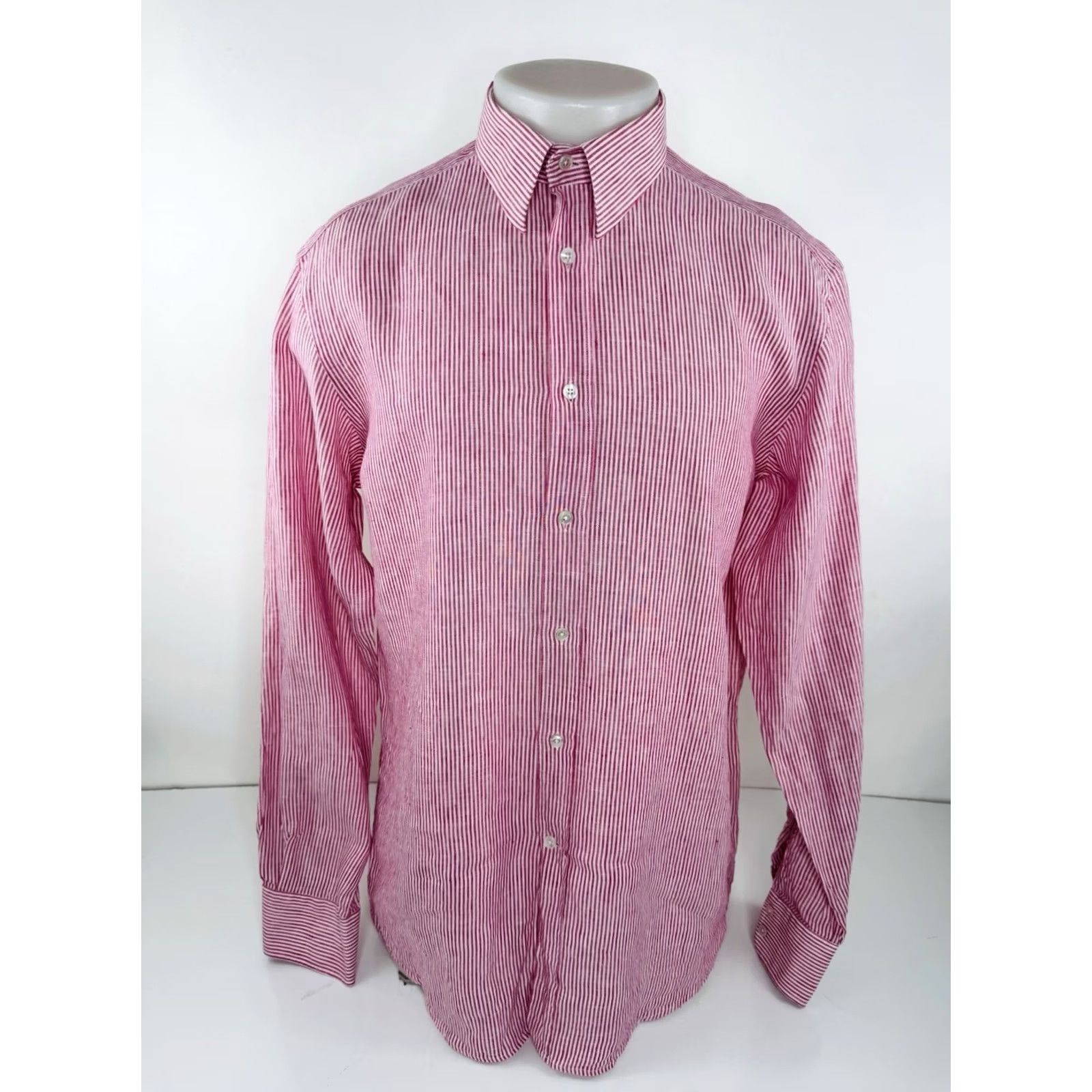 Gieves & Hawkes Gieves & Hawkes Linen Shirt 16.5 / 42 Mens Red White Dress Shirt Button Front EXCELLENT Size US L / EU 52-54 / 3 - 2 Thumbnail