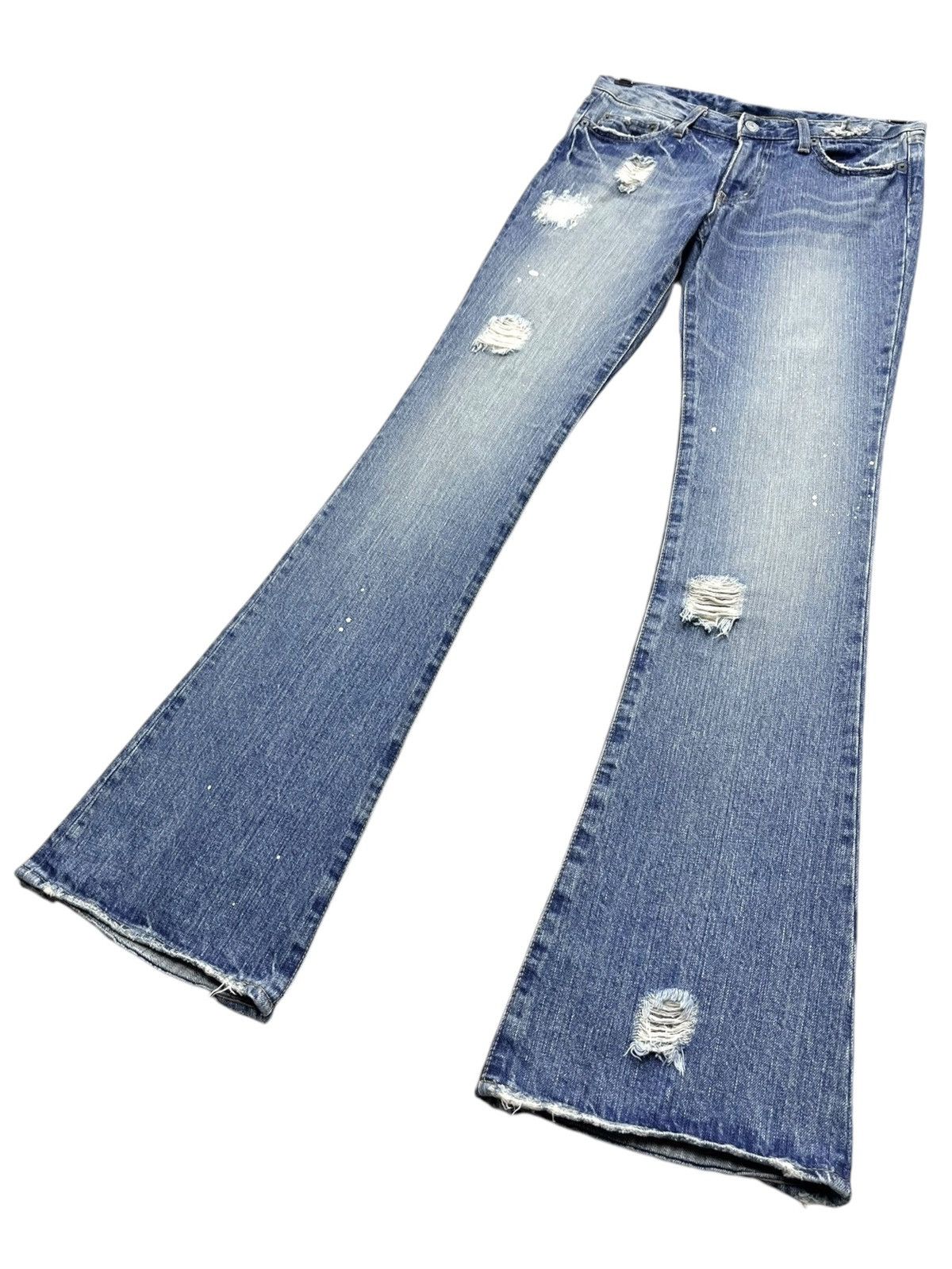 MOUSSY Vintage MOUSSY Skinny FLARE Paint Splatter Ripped LGB Style Size 27" / US 4 / IT 40 - 3 Thumbnail