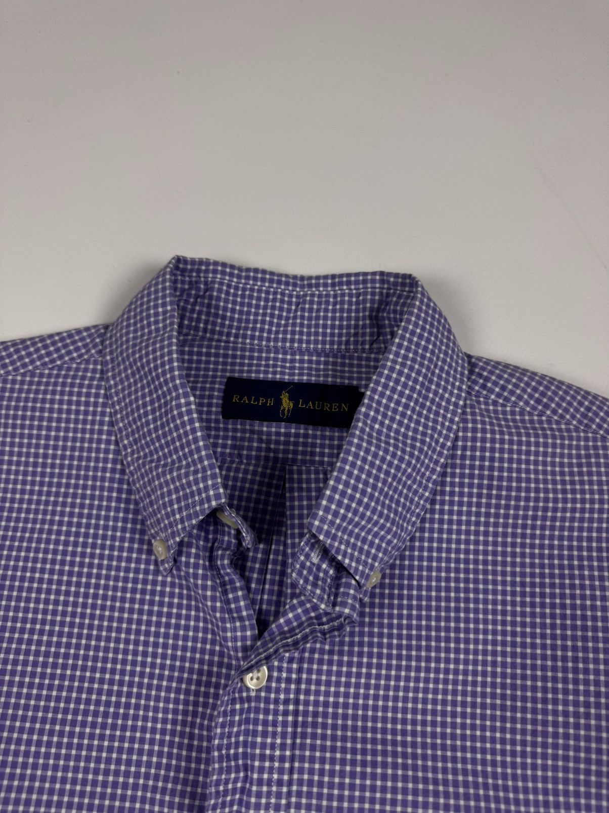 Polo Ralph Lauren × Ralph Lauren POLO Ralph Lauren Purple White Plaid Long Sleeve Shirt Size US M / EU 48-50 / 2 - 10 Thumbnail