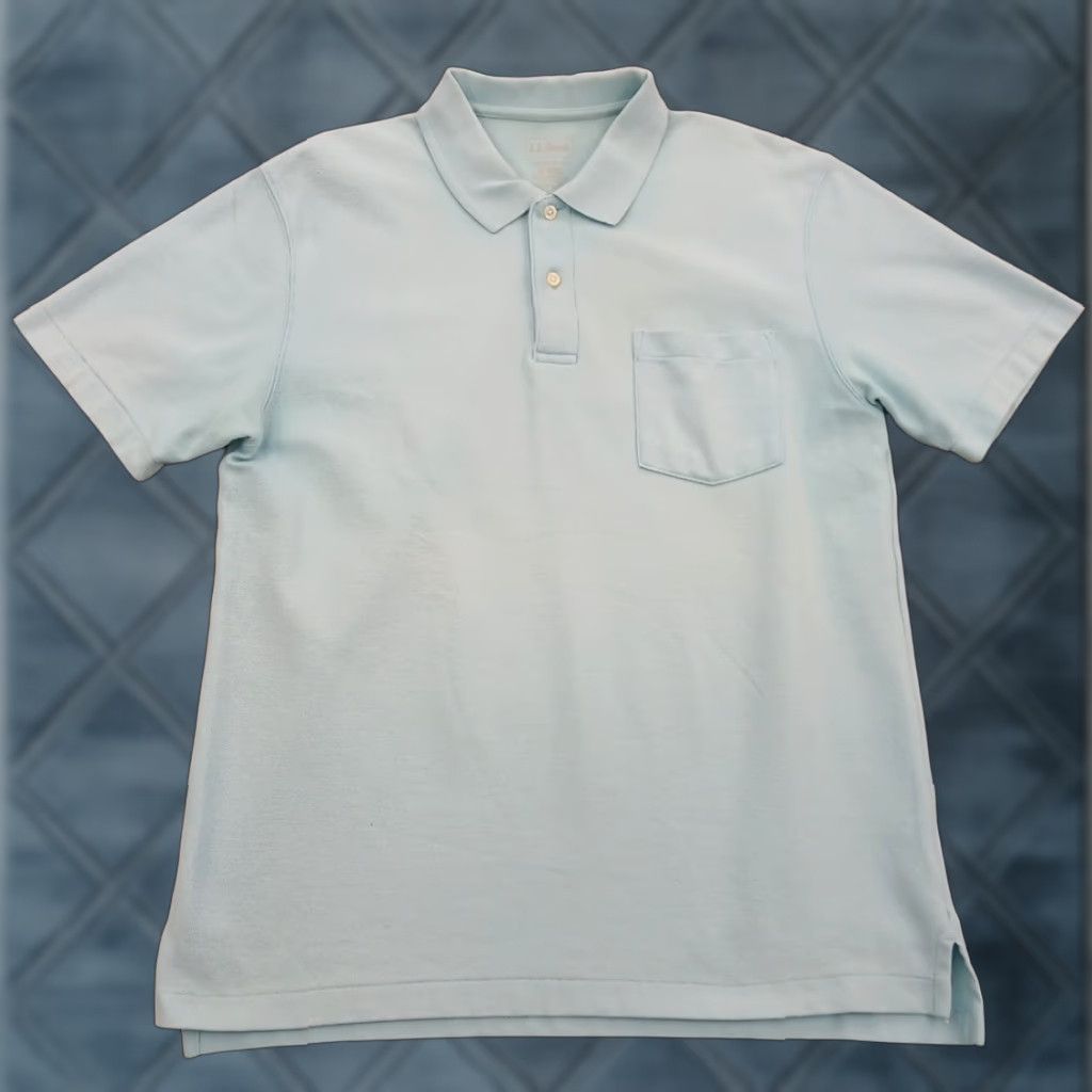 Vintage L.L. Bean Polo Shirt Mens Medium Light Blue Short Sleeve Knit Cotton Size US M / EU 48-50 / 2 - 1 Thumbnail
