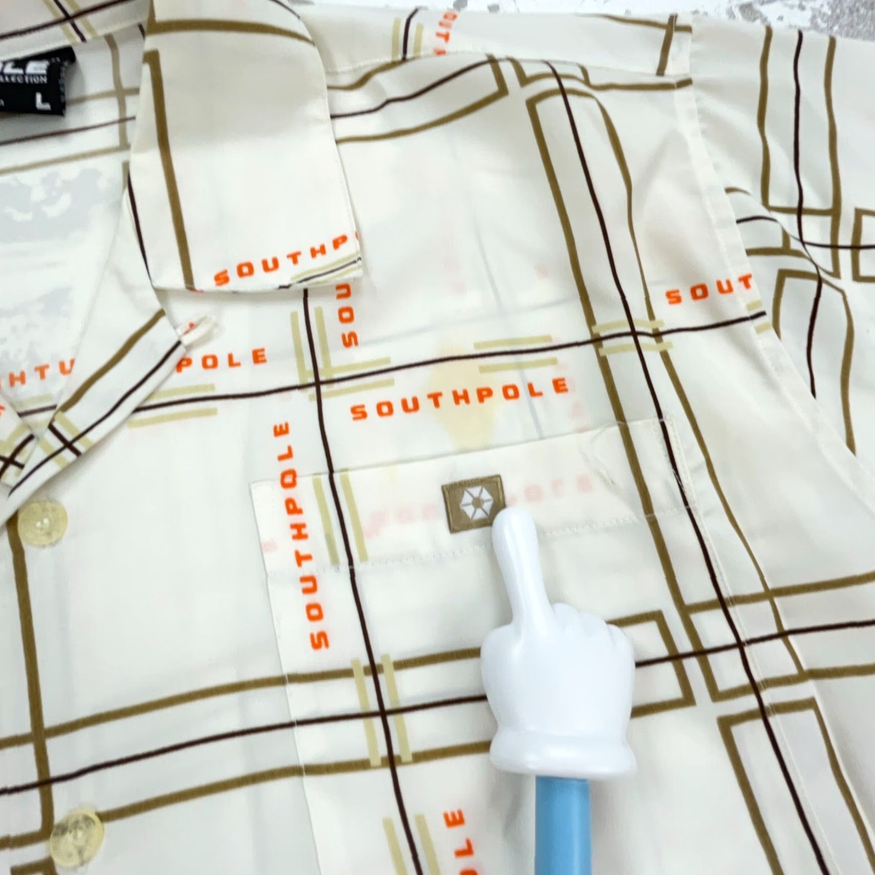 Southpole Vintage South Pole Shirt Men L White Button Up Baggy Rap Hip Hop Y2K 90s Graphic Print Size US L / EU 52-54 / 3 - 5 Thumbnail
