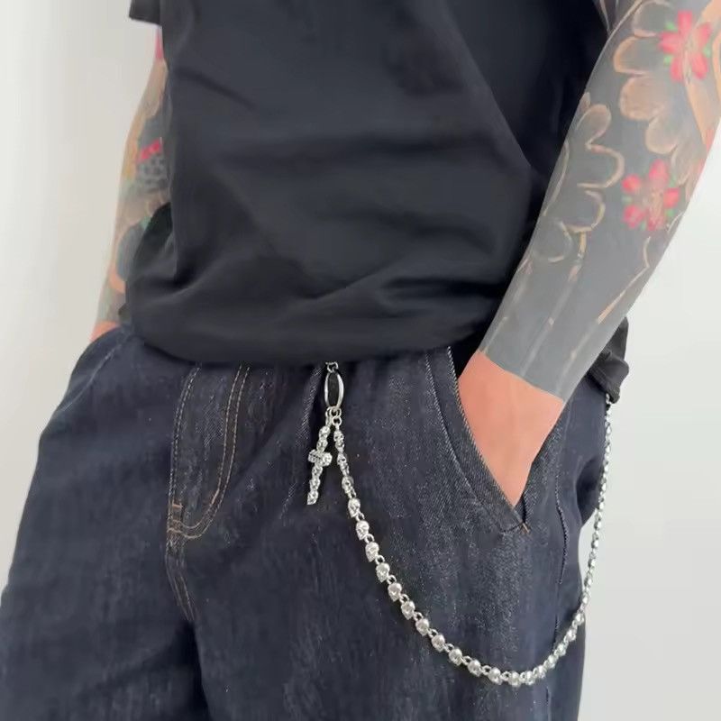 Jewelry Punk Gothic Vintage Cross Skull Metal Keychain Pants Chain Size ONE SIZE - 5 Thumbnail