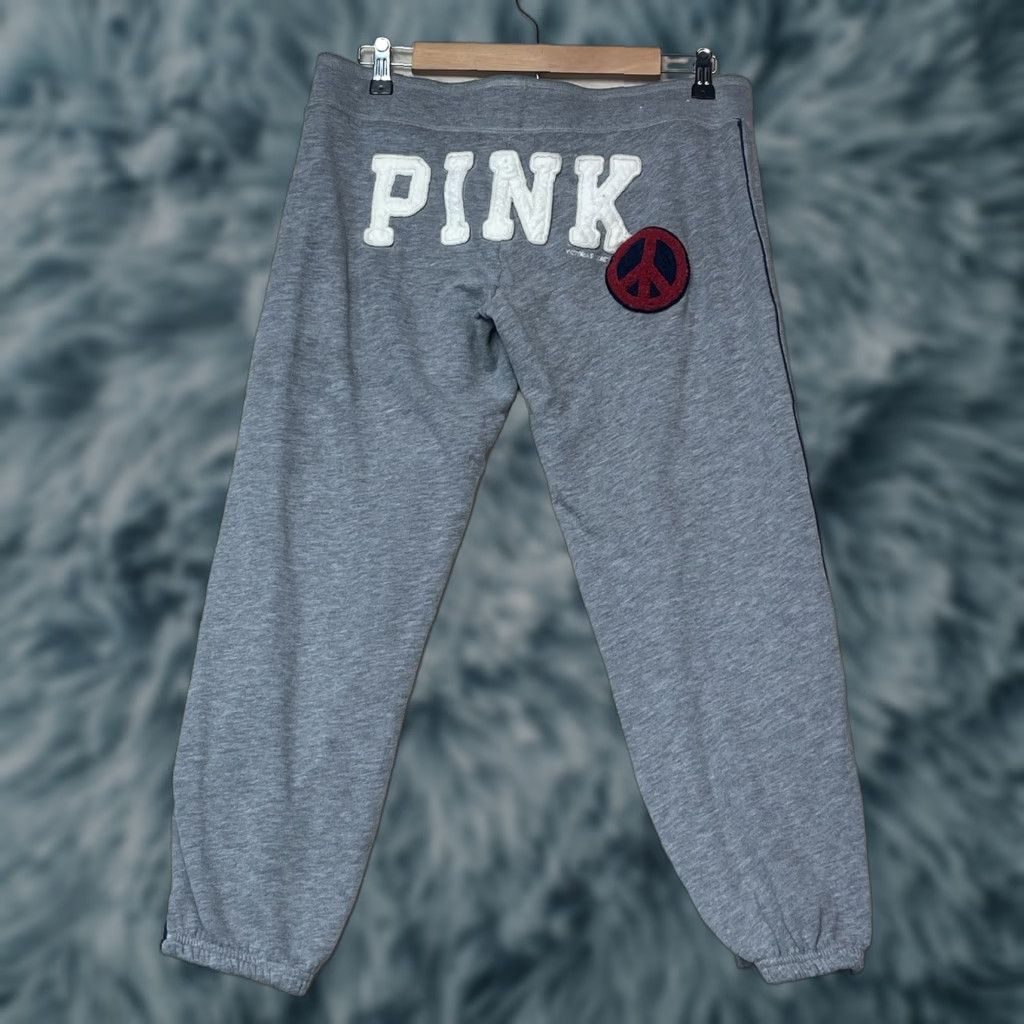 Vintage VINTAGE Pink Victoria's Secret Sweatpants Womens Pants S Pink Peace Sign Cotton Drawstring Bootcut Casual Size 28" / US 6 / IT 42 - 1 Thumbnail
