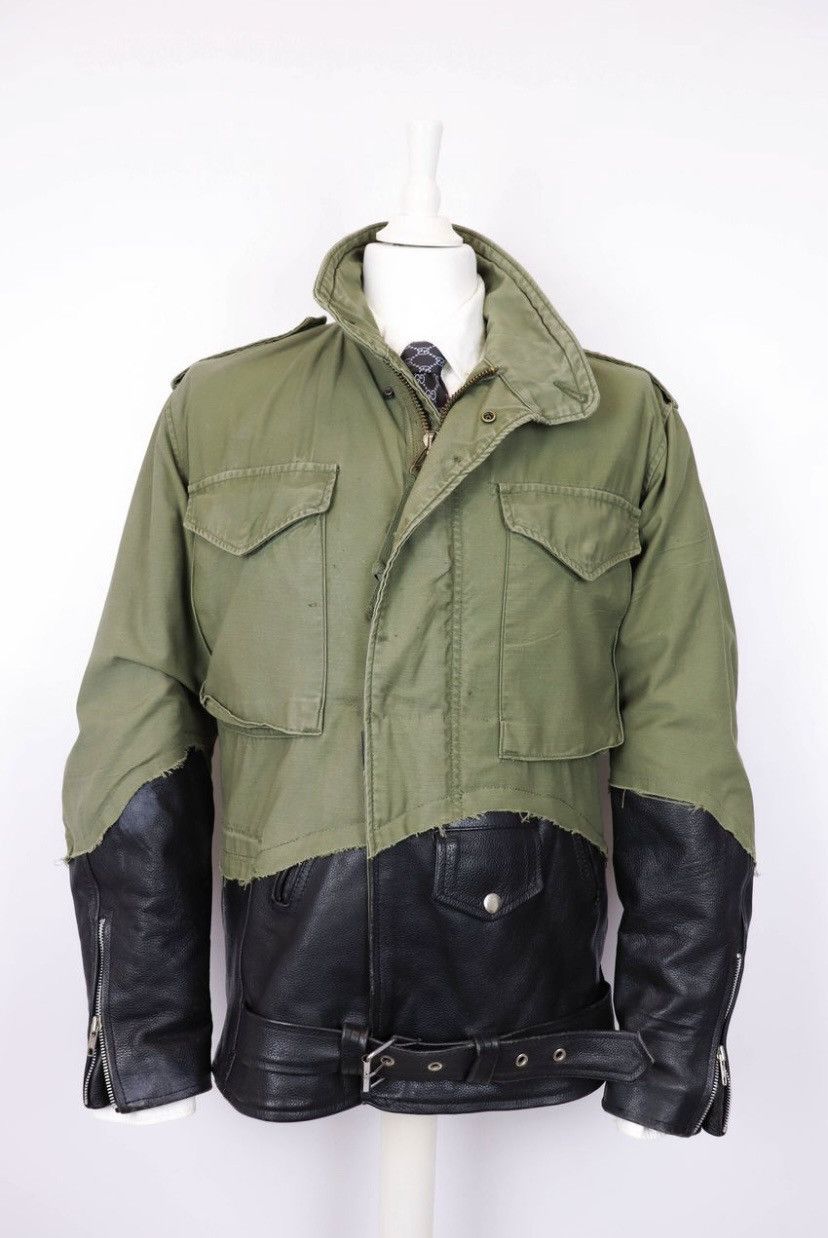 Vintage 1 of 1 vintage army leather jacket hybrid Size US L / EU 52-54 / 3 - 1 Thumbnail