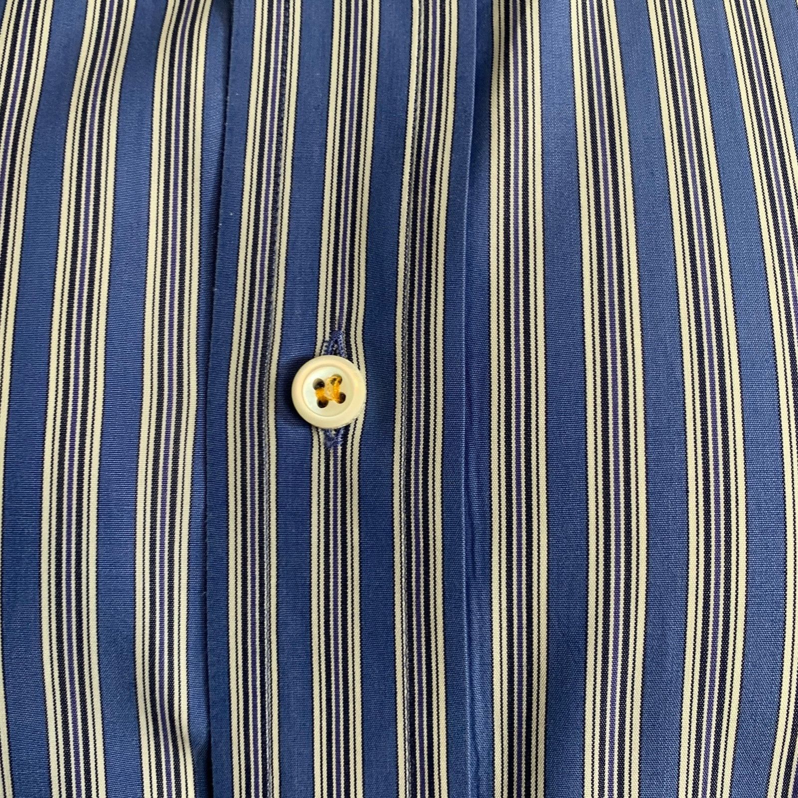 Dsquared2 DSQUARED2 Size L White Blue Stripe Cotton Long Sleeve Shirt Size US L / EU 52-54 / 3 - 3 Thumbnail