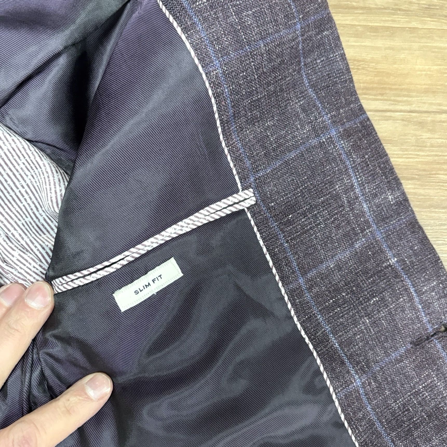 Joseph Abboud Joseph Abboud Sport Coat 40L Purple Plaid Linen Wool 2 Button Slim Half Lined Size US XXS / EU 40 - 5 Thumbnail