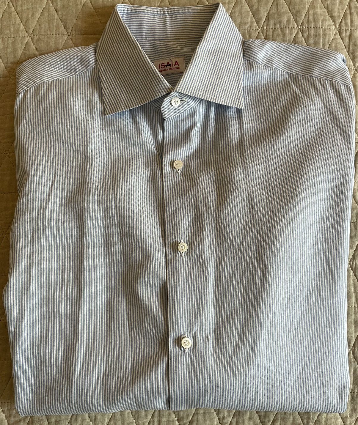 Striped Spread Collar French Cuff Shirt