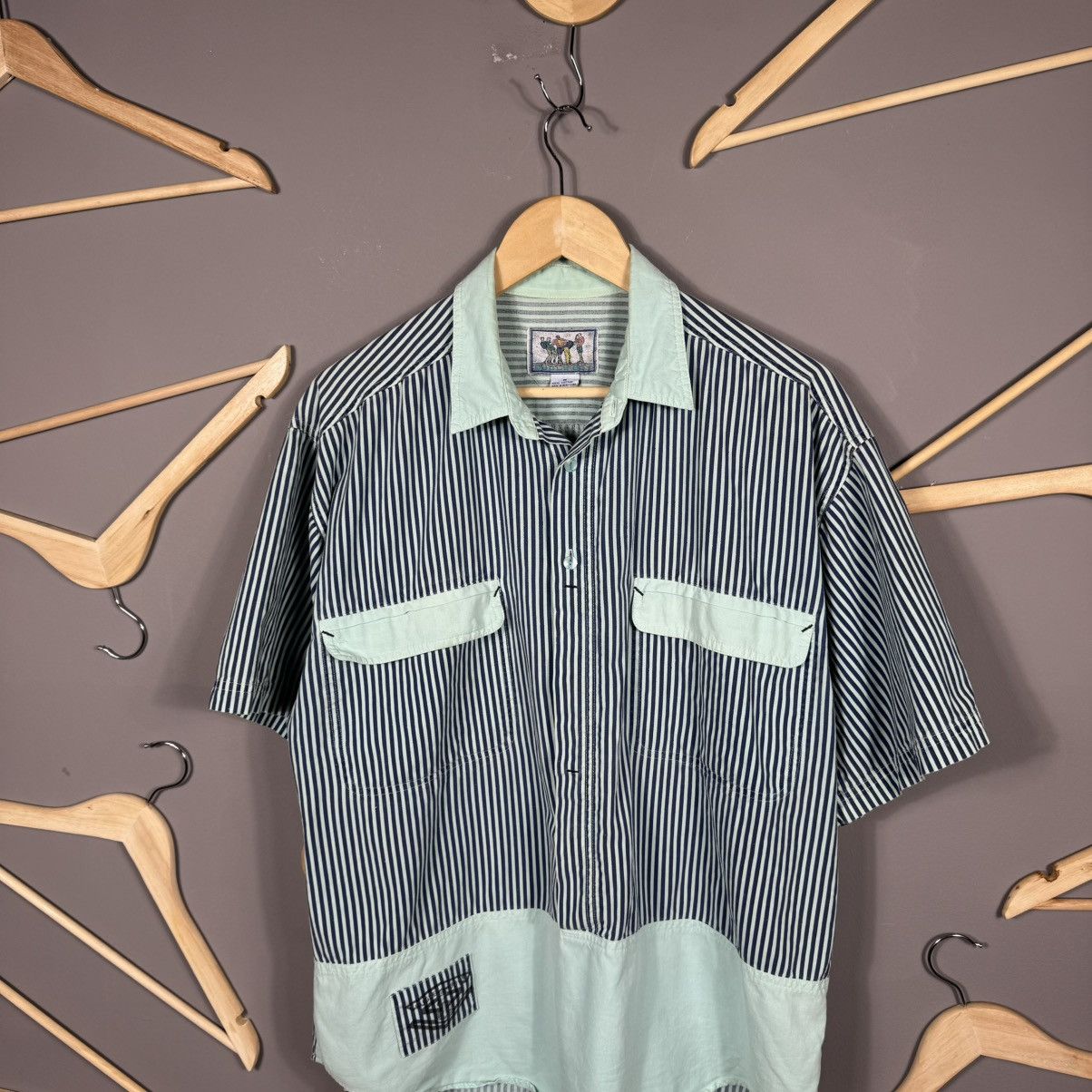 Vintage Vintage Bugle Boy Striped Workwear Shirt Size US M / EU 48-50 / 2 - 2 Thumbnail